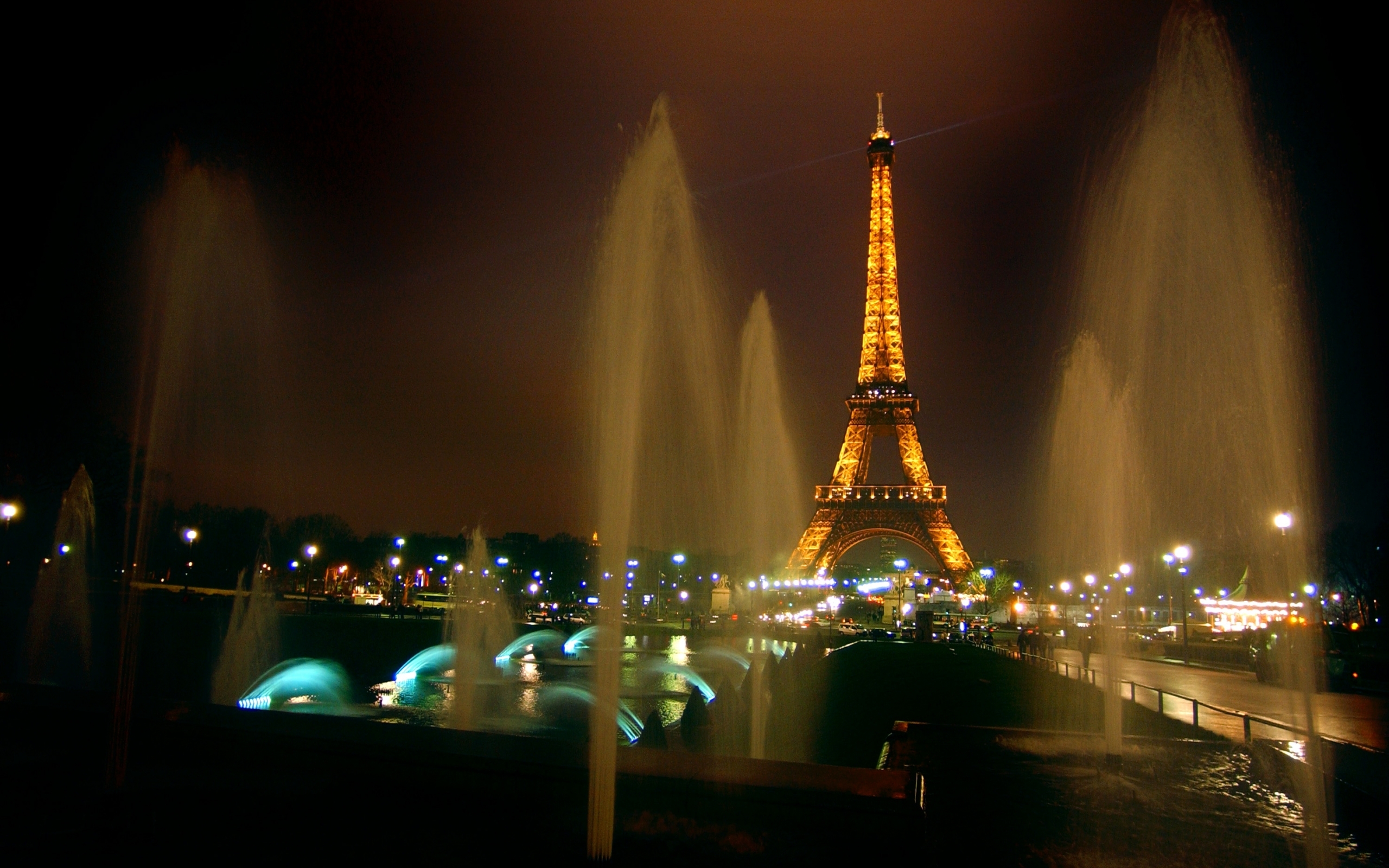 eiffel tower, landscape, night wallpapers for tablet