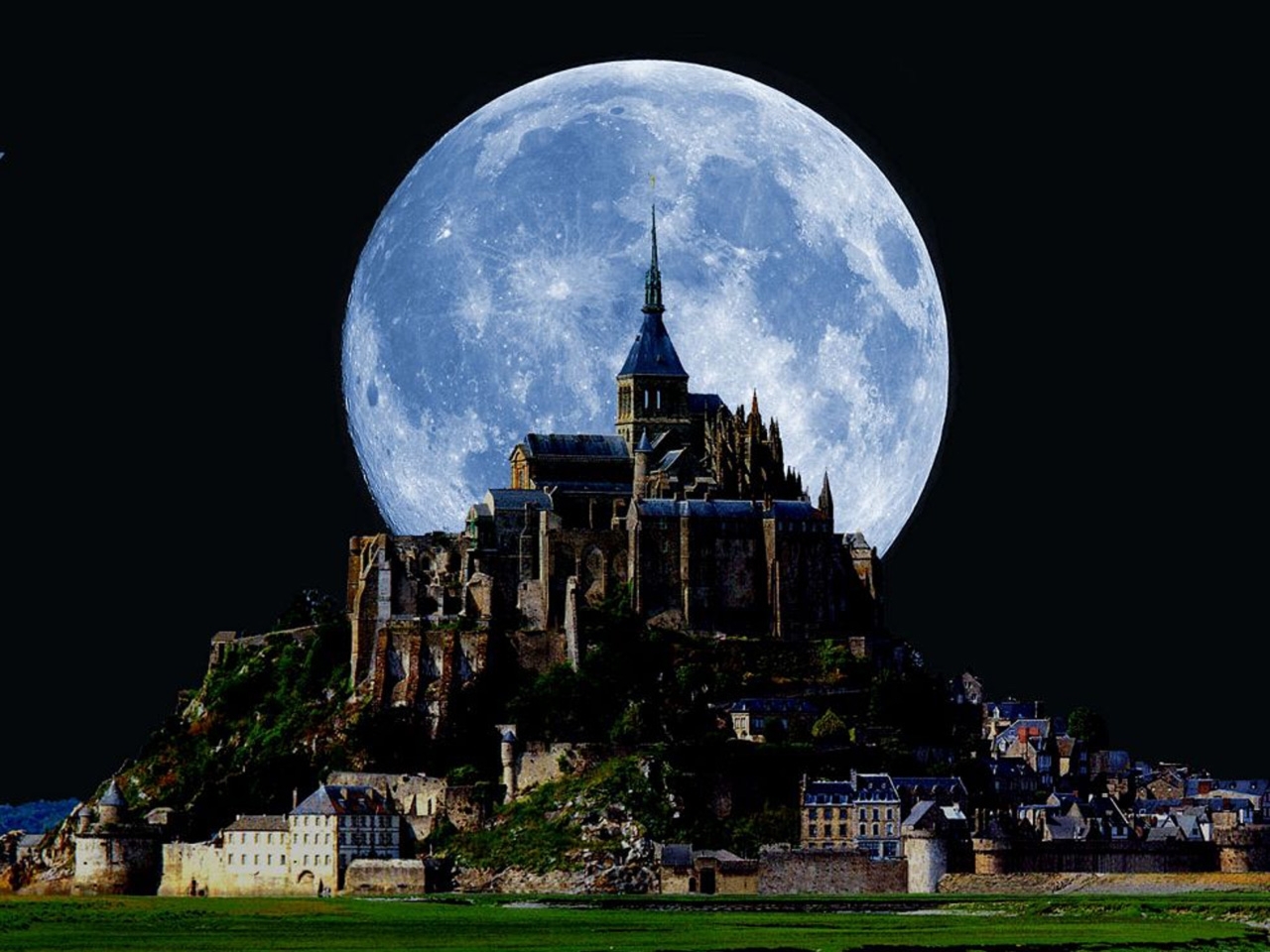 castles, landscape, nature, moon Phone Background