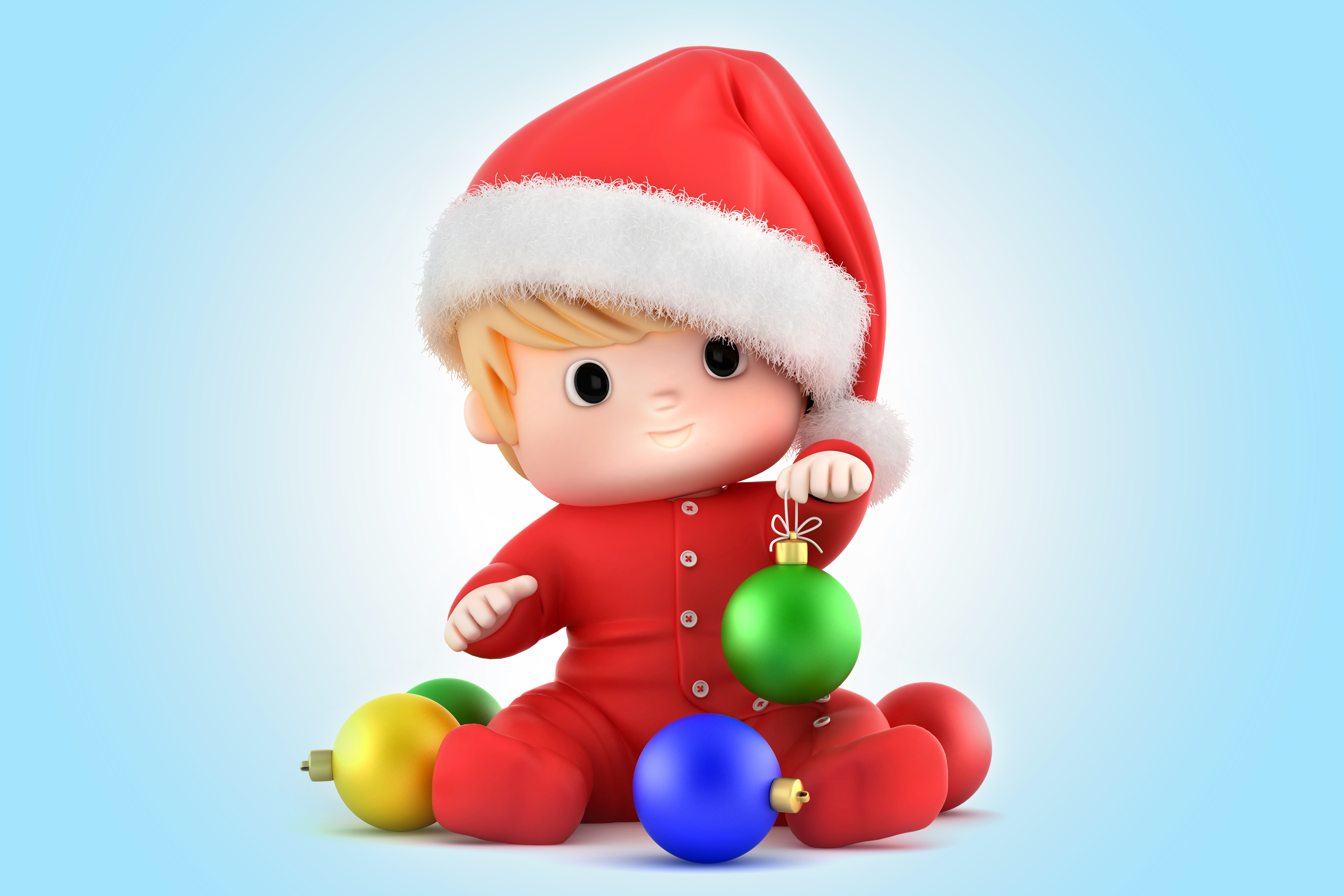 Download mobile wallpaper Christmas, Holiday, Baby, Christmas Ornaments, Santa Hat for free.