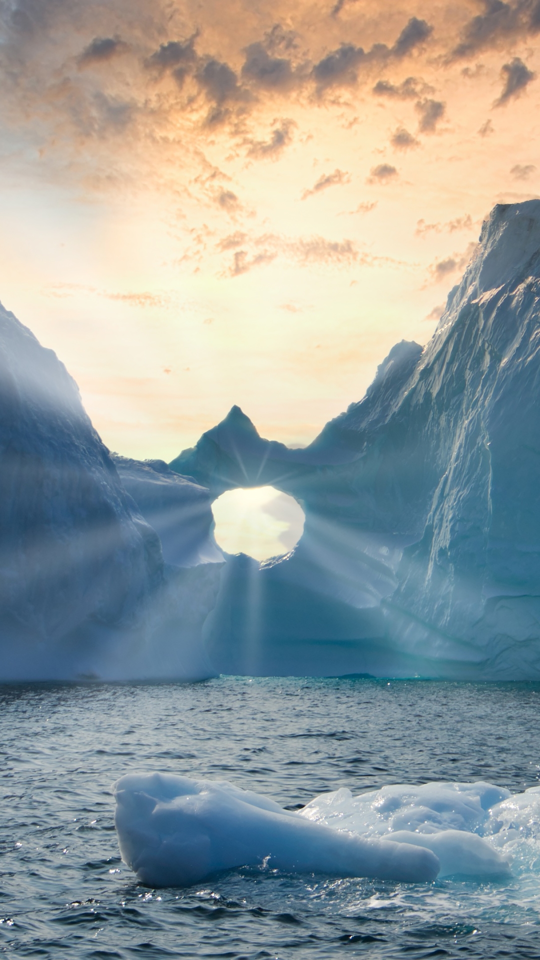 Download mobile wallpaper Earth, Iceberg, Sunbeam, Sunbean for free.