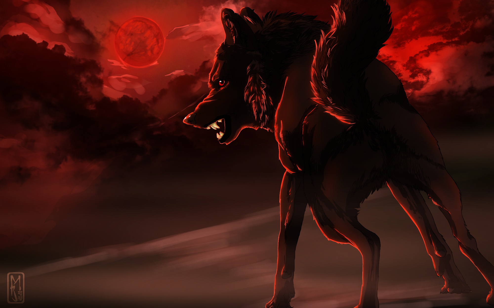 Free download wallpaper Fantasy, Night, Moon, Wolf, Fantasy Animals on your PC desktop