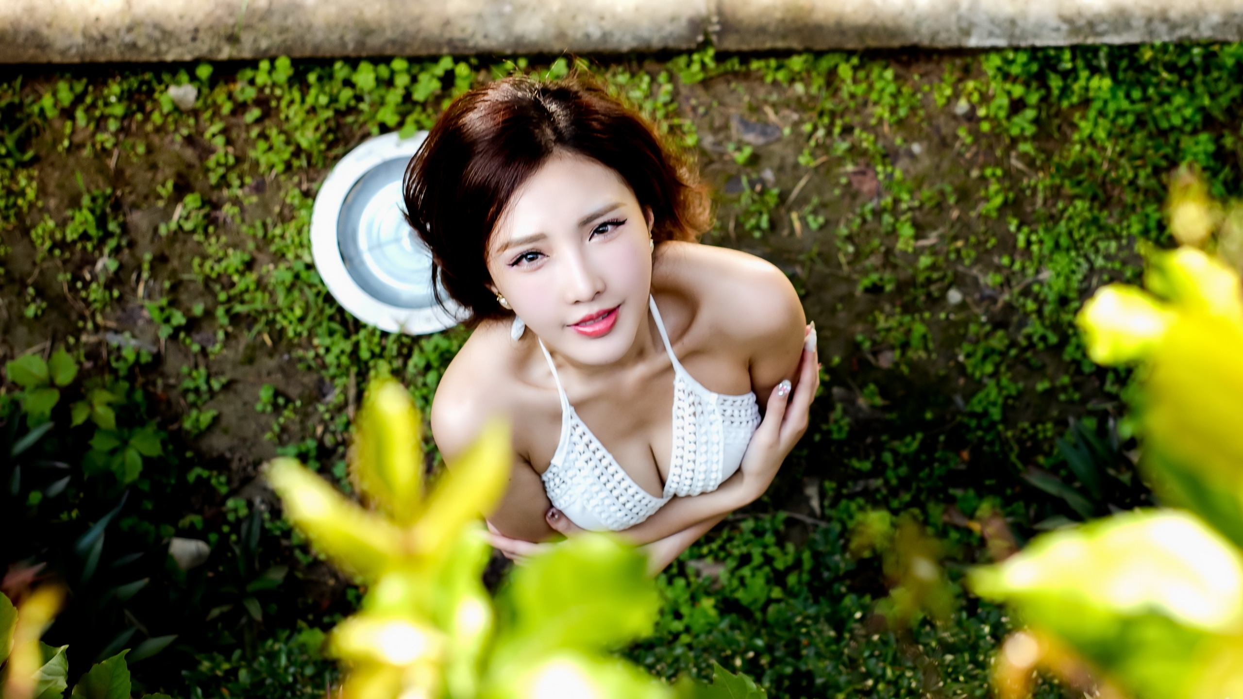 Download mobile wallpaper Brunette, Model, Women, Asian, Brown Eyes, Outdoor for free.