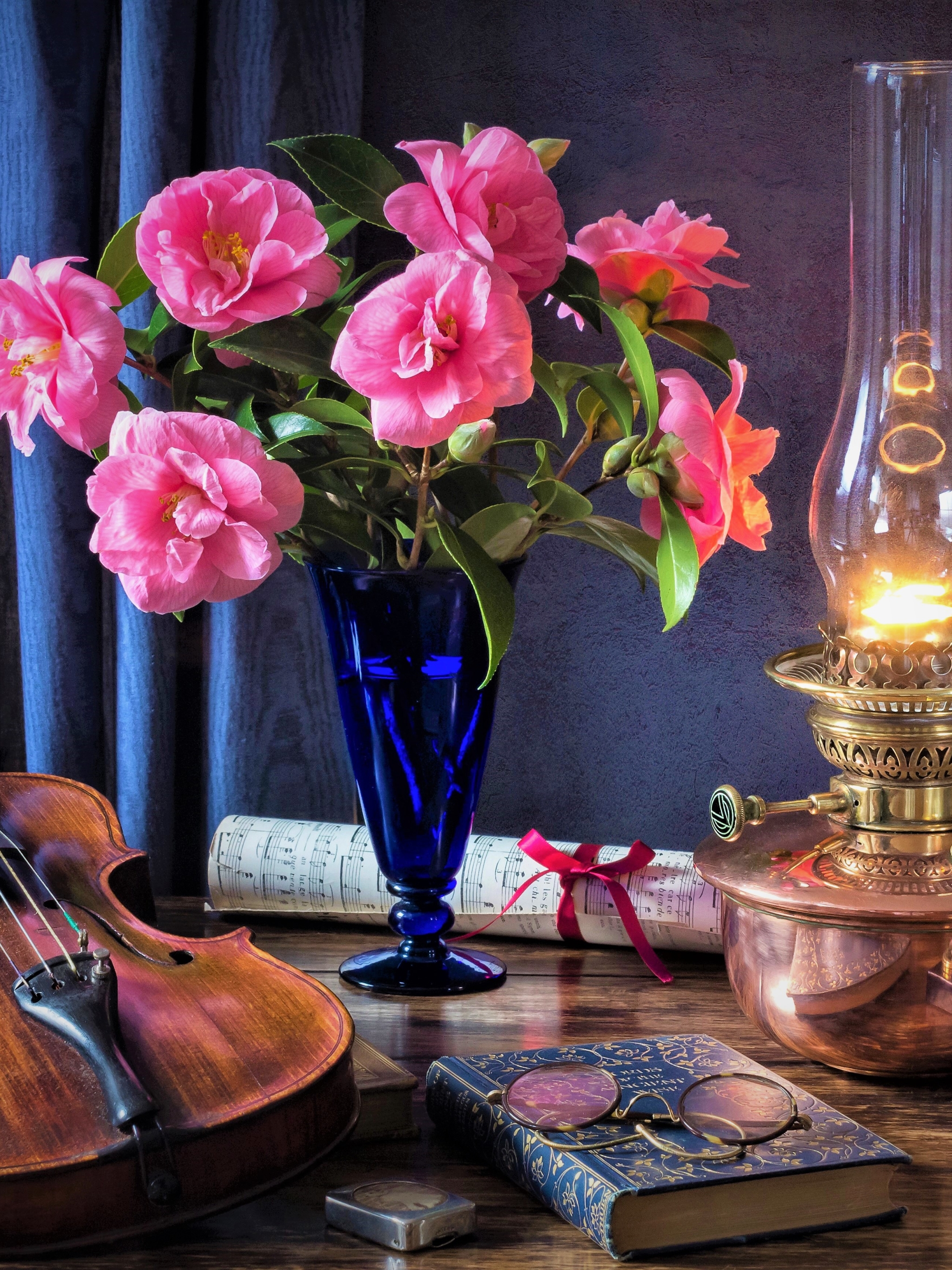 Download mobile wallpaper Still Life, Flower, Vase, Book, Photography, Pink Flower for free.