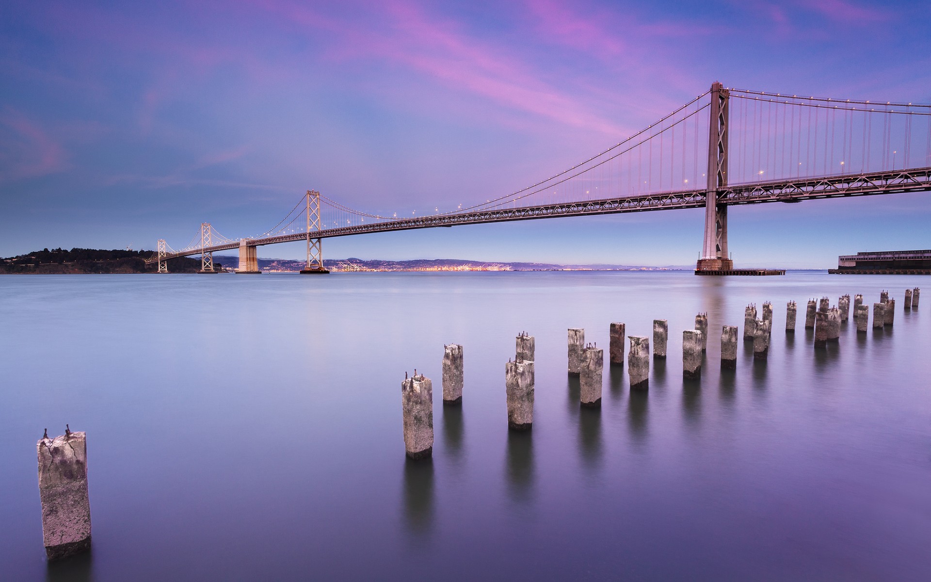 Скачать картинку Бэй Бридж, Сан Франциско, Мост, Мосты, Ландшафт, Сделано Человеком, Вода, Океан в телефон бесплатно.