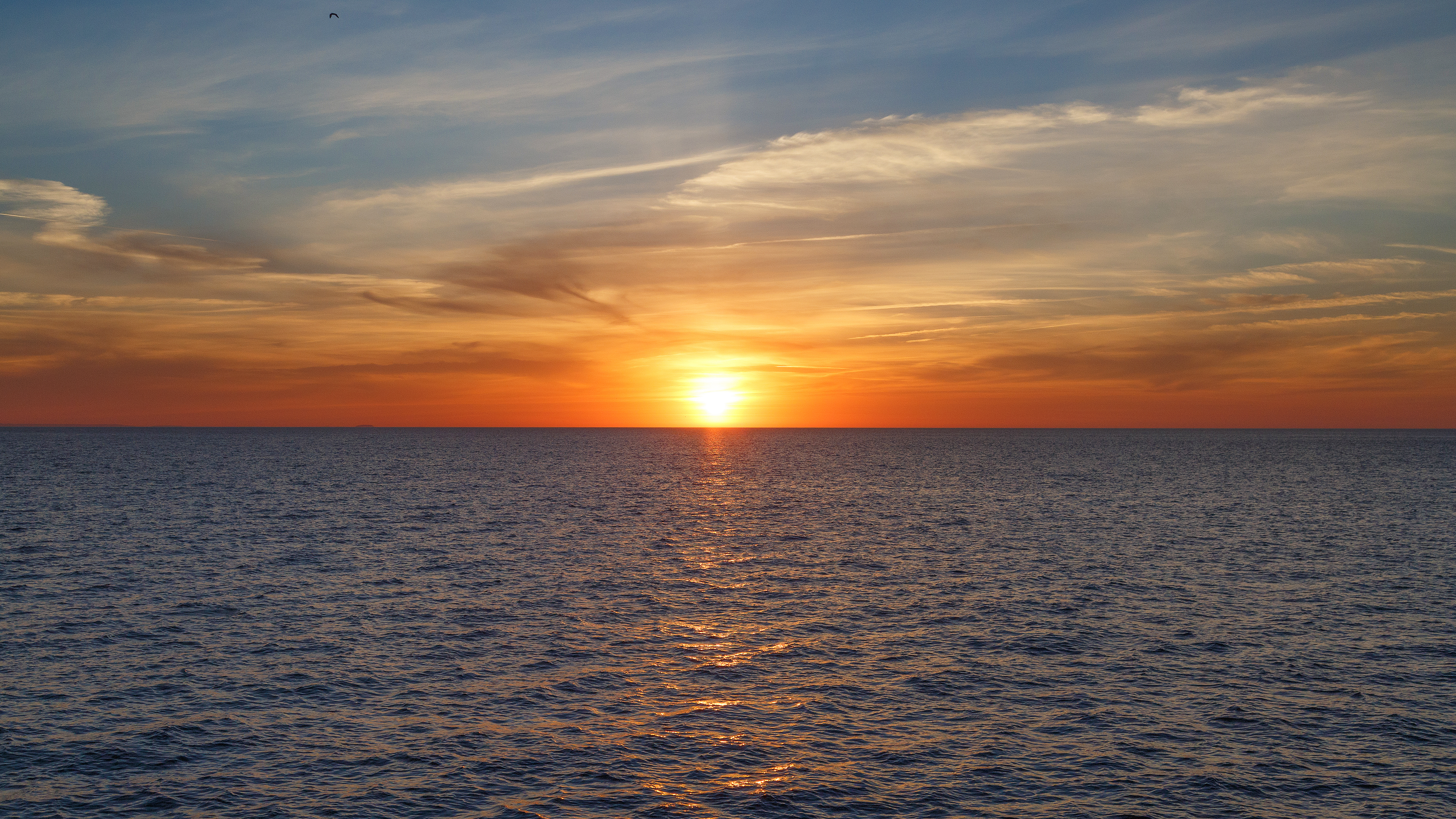 sky, nature, sunset, sea, clouds, horizon Free Stock Photo
