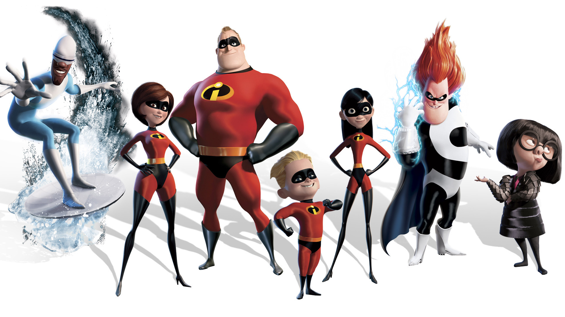 movie, the incredibles, dash parr, edna mode, elastigirl, frozone, mr incredible, syndrome (the incredibles), violet parr
