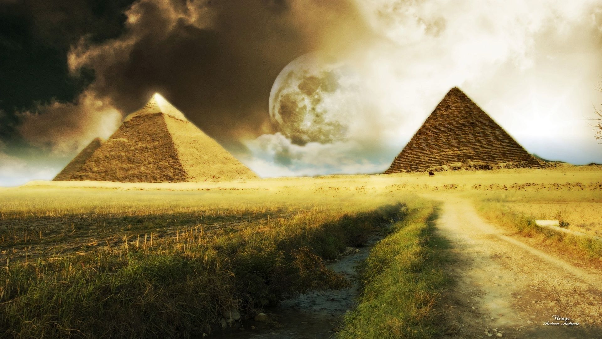Laden Sie das Fantasie, Pyramide-Bild kostenlos auf Ihren PC-Desktop herunter