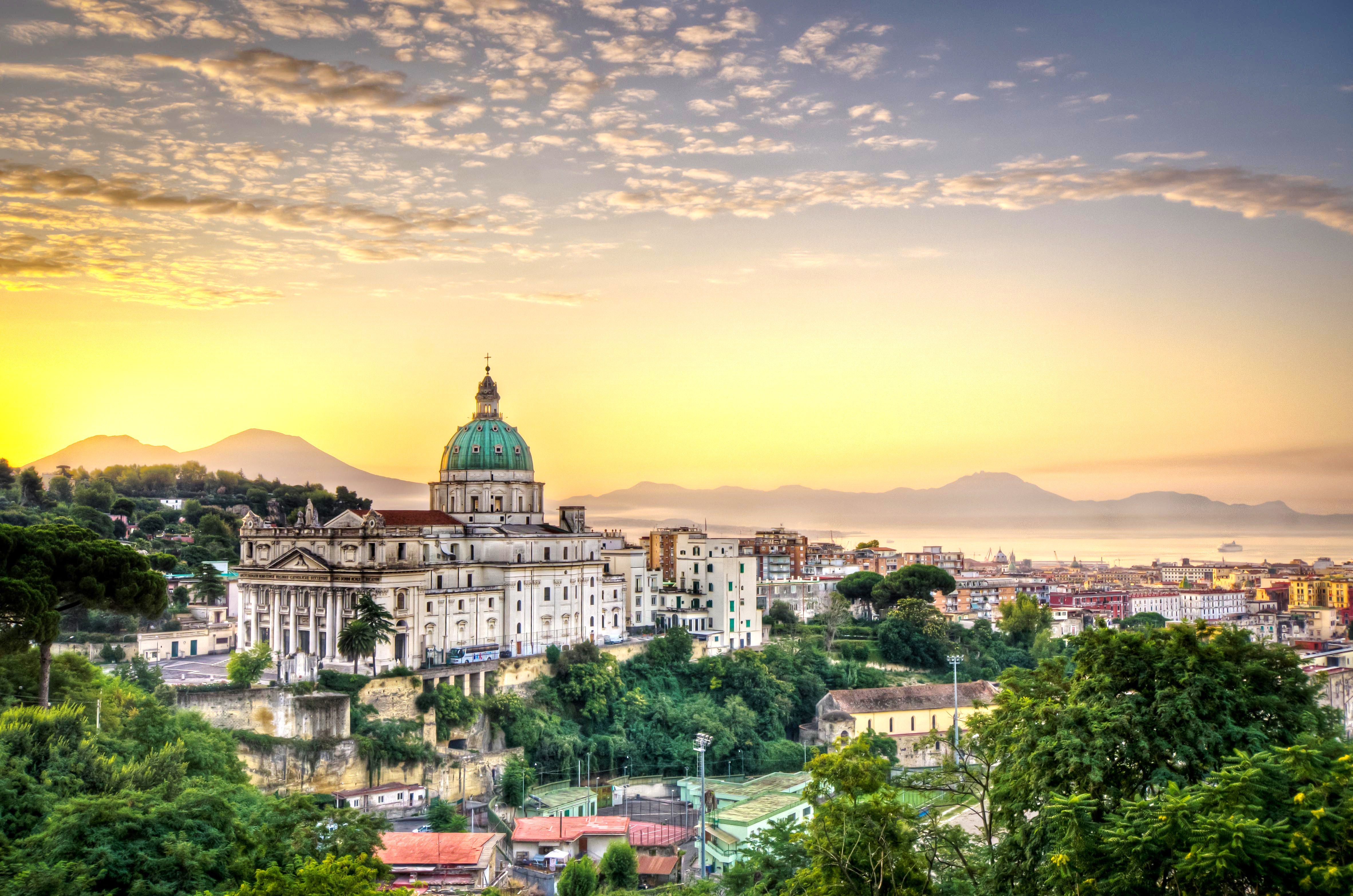 Download mobile wallpaper Cities, Italy, City, Building, Dome, Naples, Man Made for free.