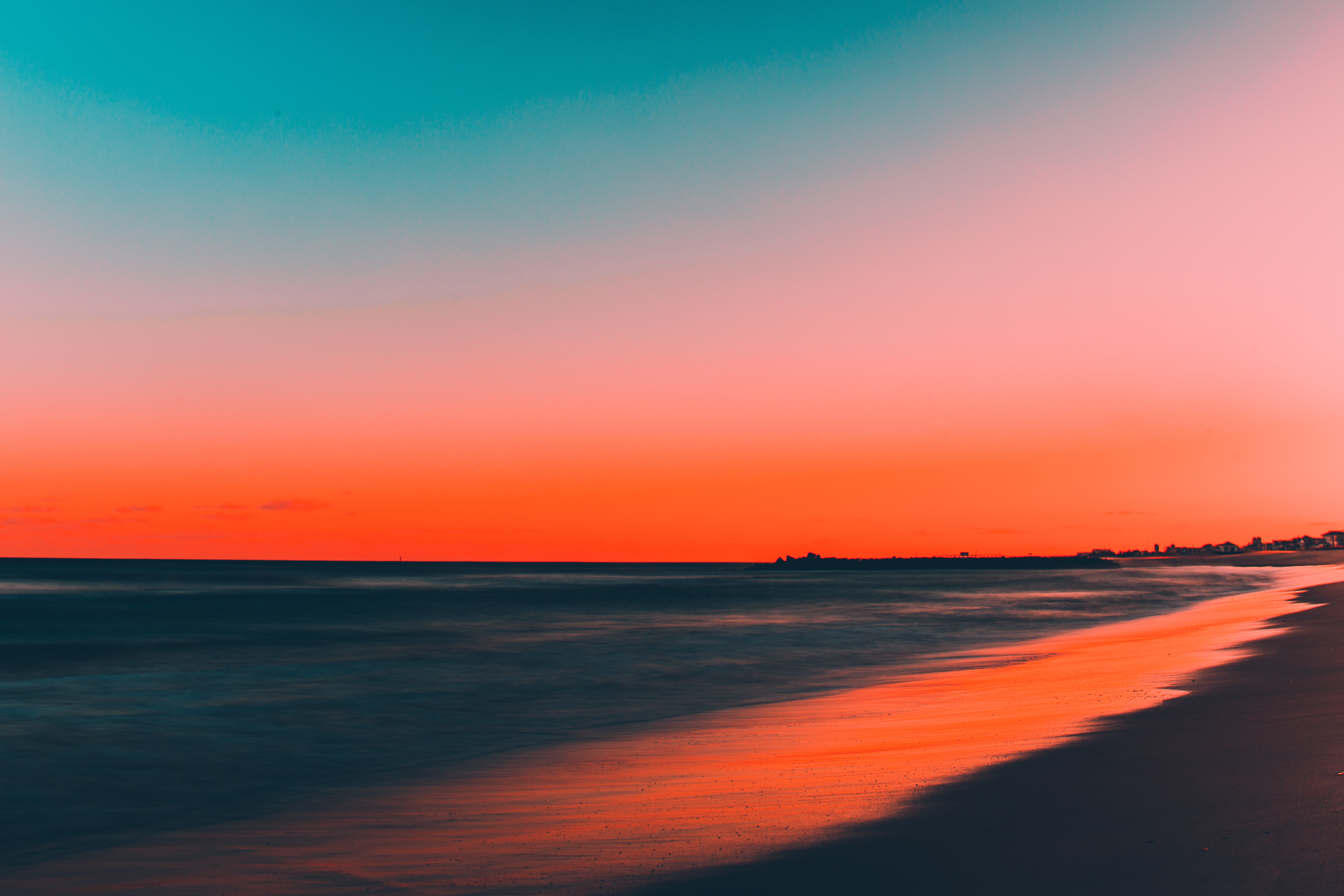 Free download wallpaper Sea, Bank, Shore, Sky, Nature, Sunset on your PC desktop