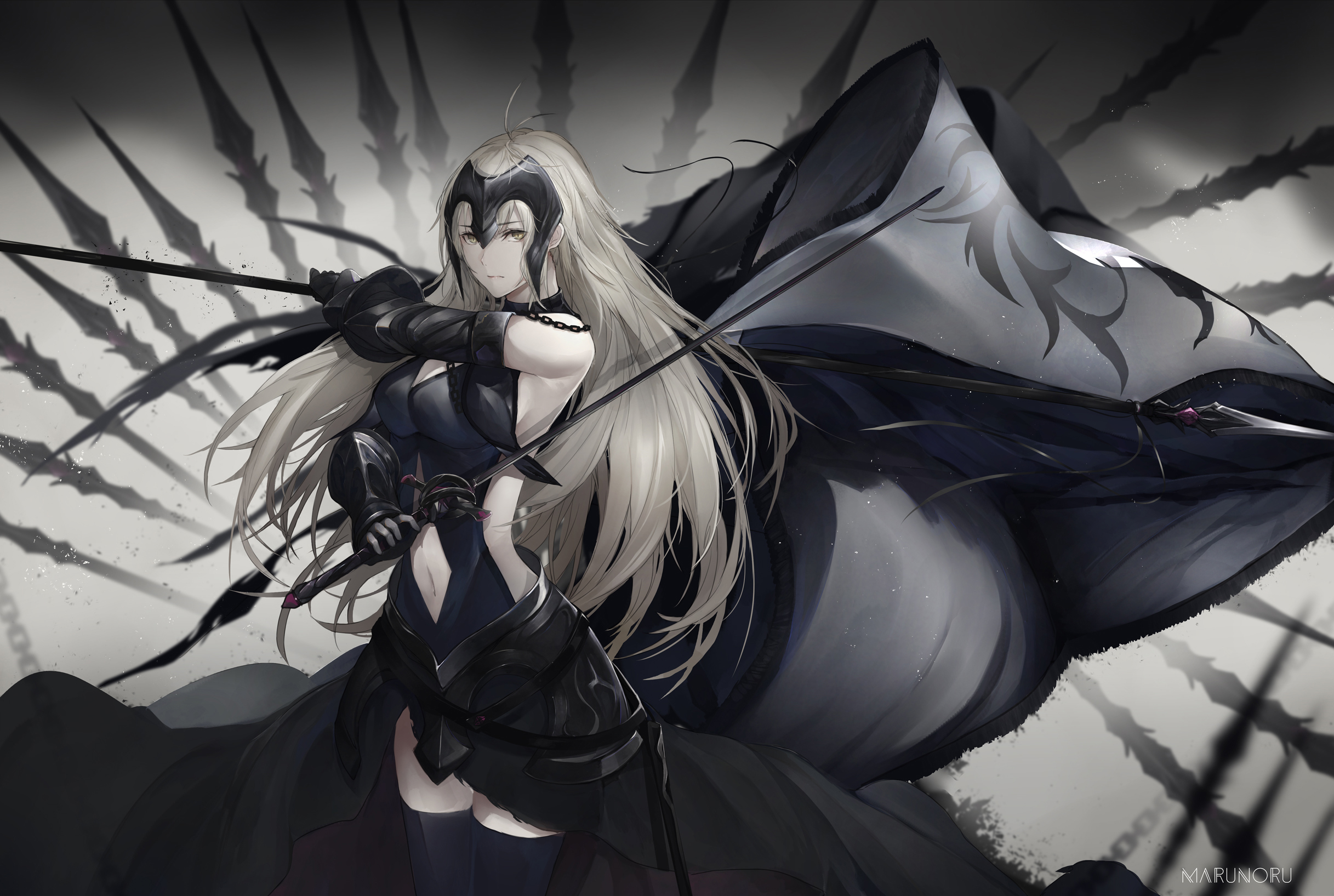Download mobile wallpaper Anime, Yellow Eyes, Long Hair, Woman Warrior, Fate/grand Order, Jeanne D'arc Alter, Avenger (Fate/grand Order), Banner, Fate Series for free.