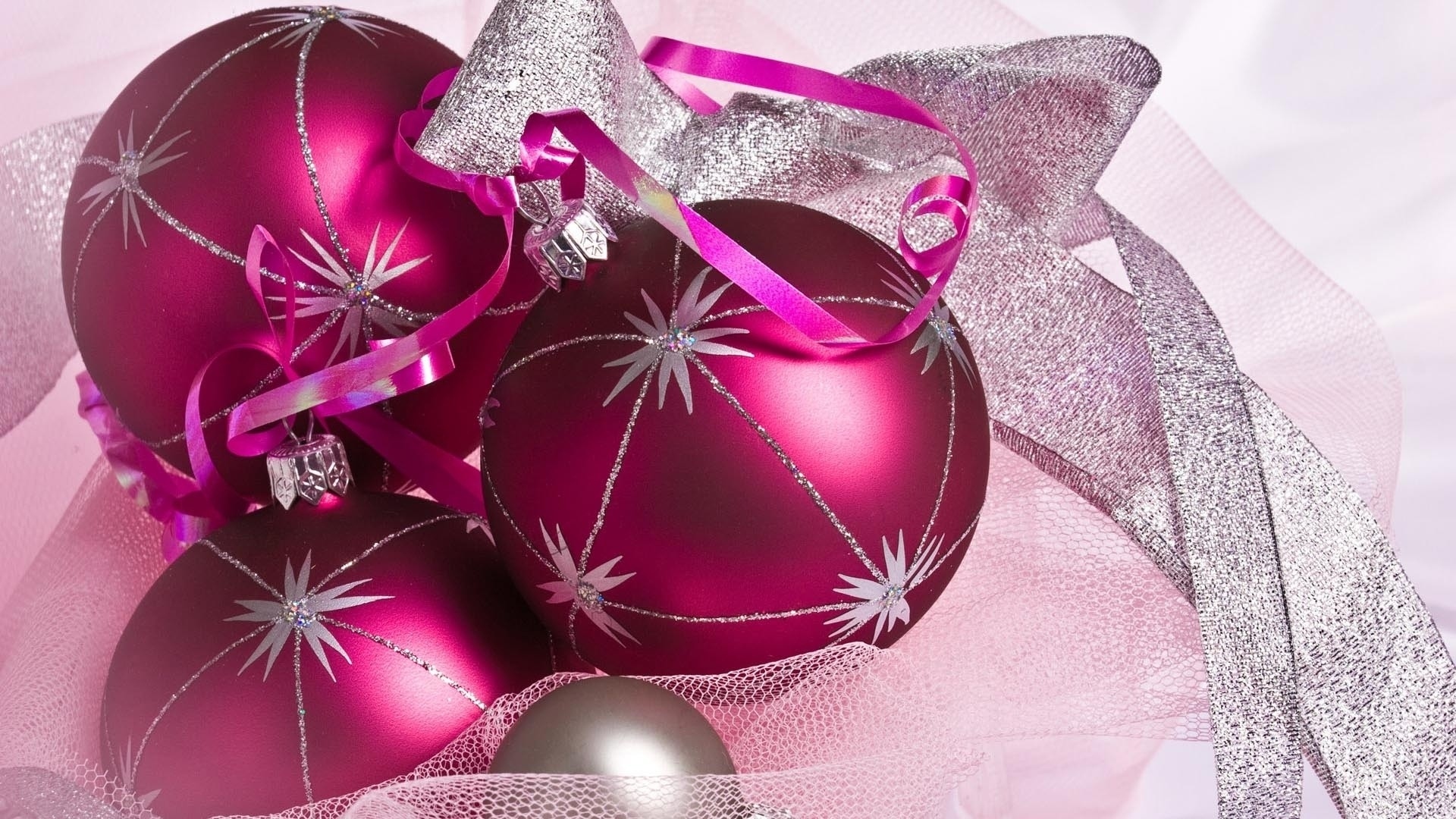 Download mobile wallpaper Pink, Christmas, Holiday, Decoration, Silver for free.
