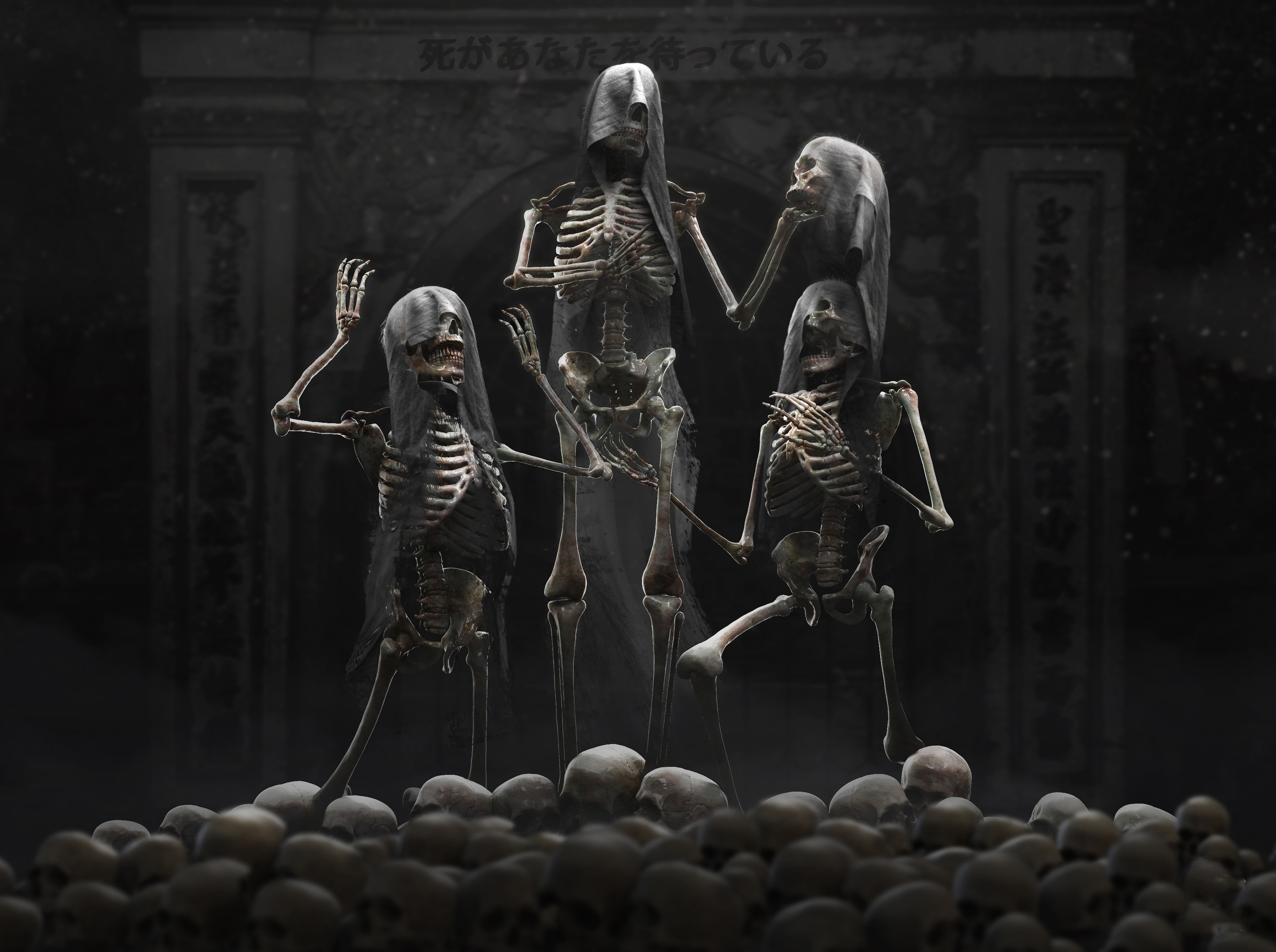 Free download wallpaper Dark, Skeleton on your PC desktop