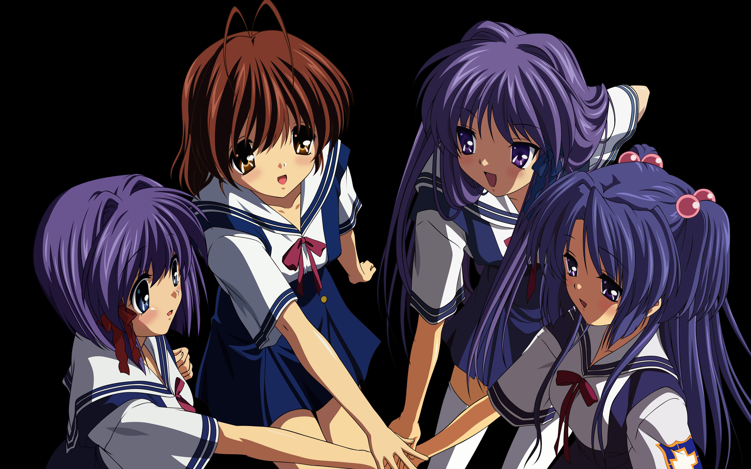 Laden Sie das Animes, Kyou Fujibayashi, Clannad, Nagisa Furukawa, Kotomi Ichinose, Ryou Fujibayashi-Bild kostenlos auf Ihren PC-Desktop herunter