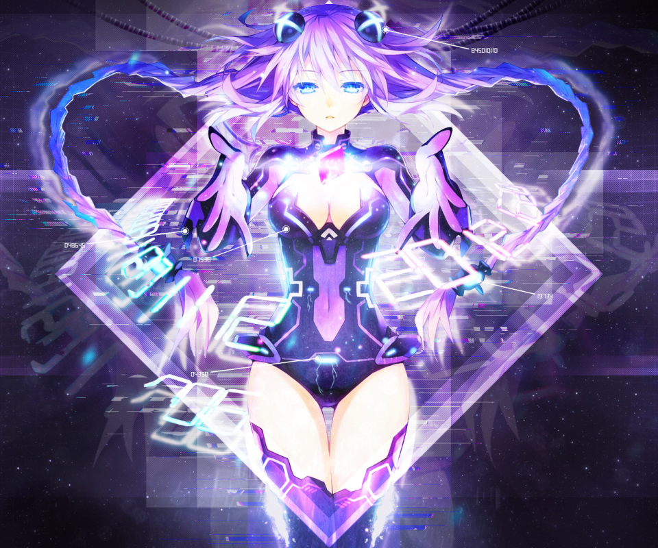 Download mobile wallpaper Blue Eyes, Braid, Video Game, Twintails, Purple Hair, Hyperdimension Neptunia for free.