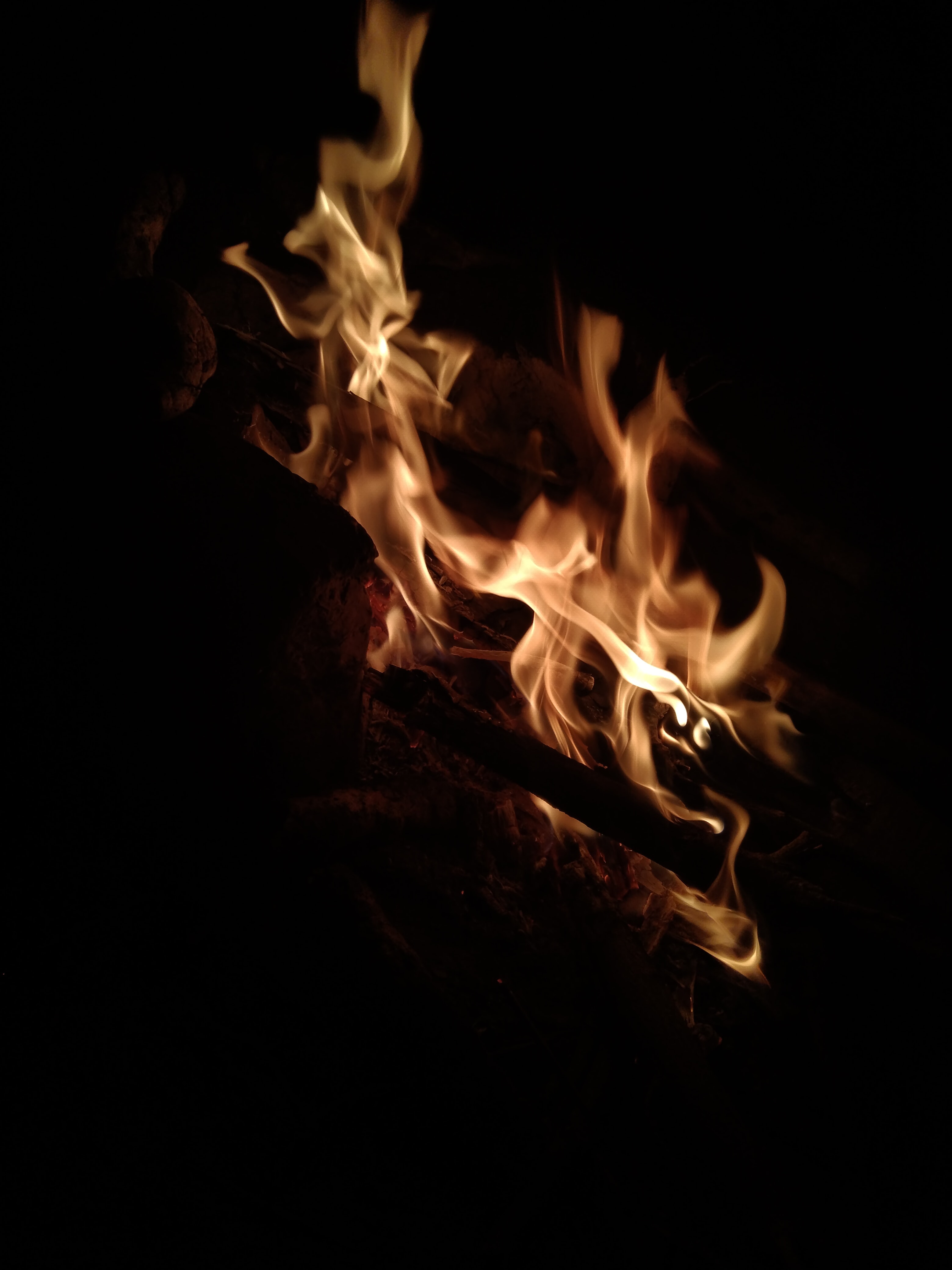 fire, bonfire, dark, flame, to burn, burn