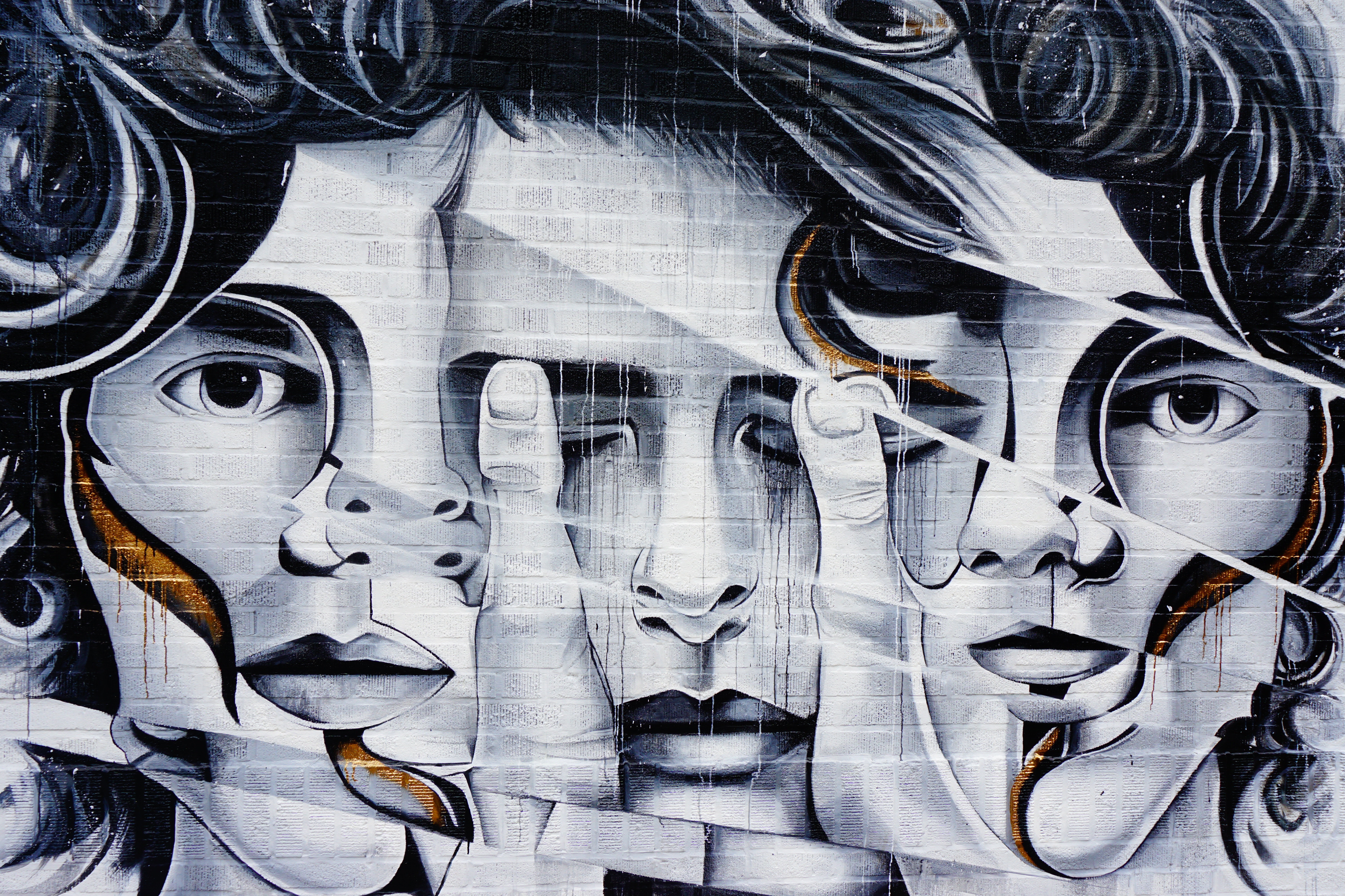 Handy-Wallpaper Graffiti, Gesicht, Mauer, Künstlerisch kostenlos herunterladen.