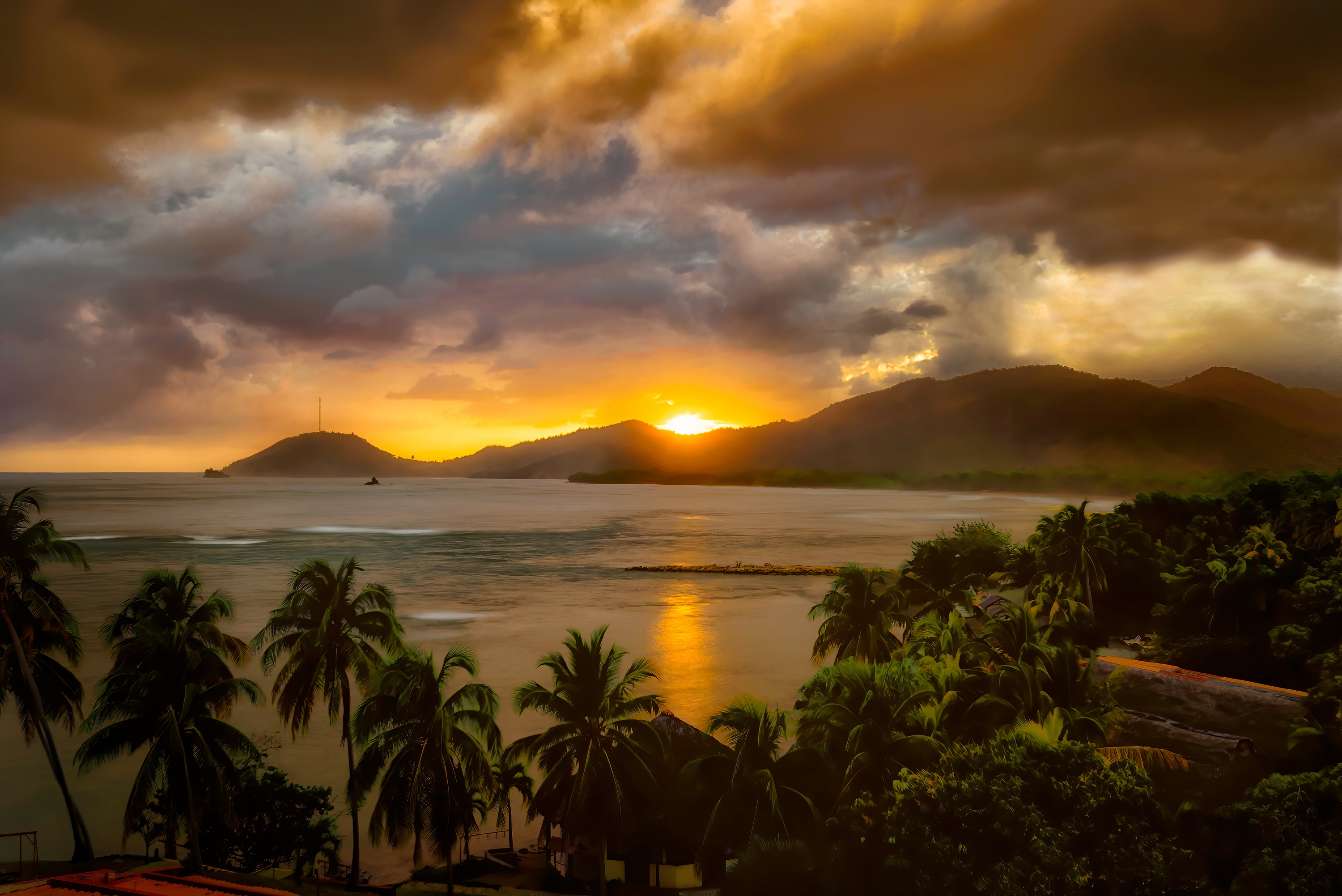 1000186 Bild herunterladen fotografie, meereslandschaft, karibisches meer, kuba, gebirge, palme, meer, himmel, sonnenuntergang - Hintergrundbilder und Bildschirmschoner kostenlos