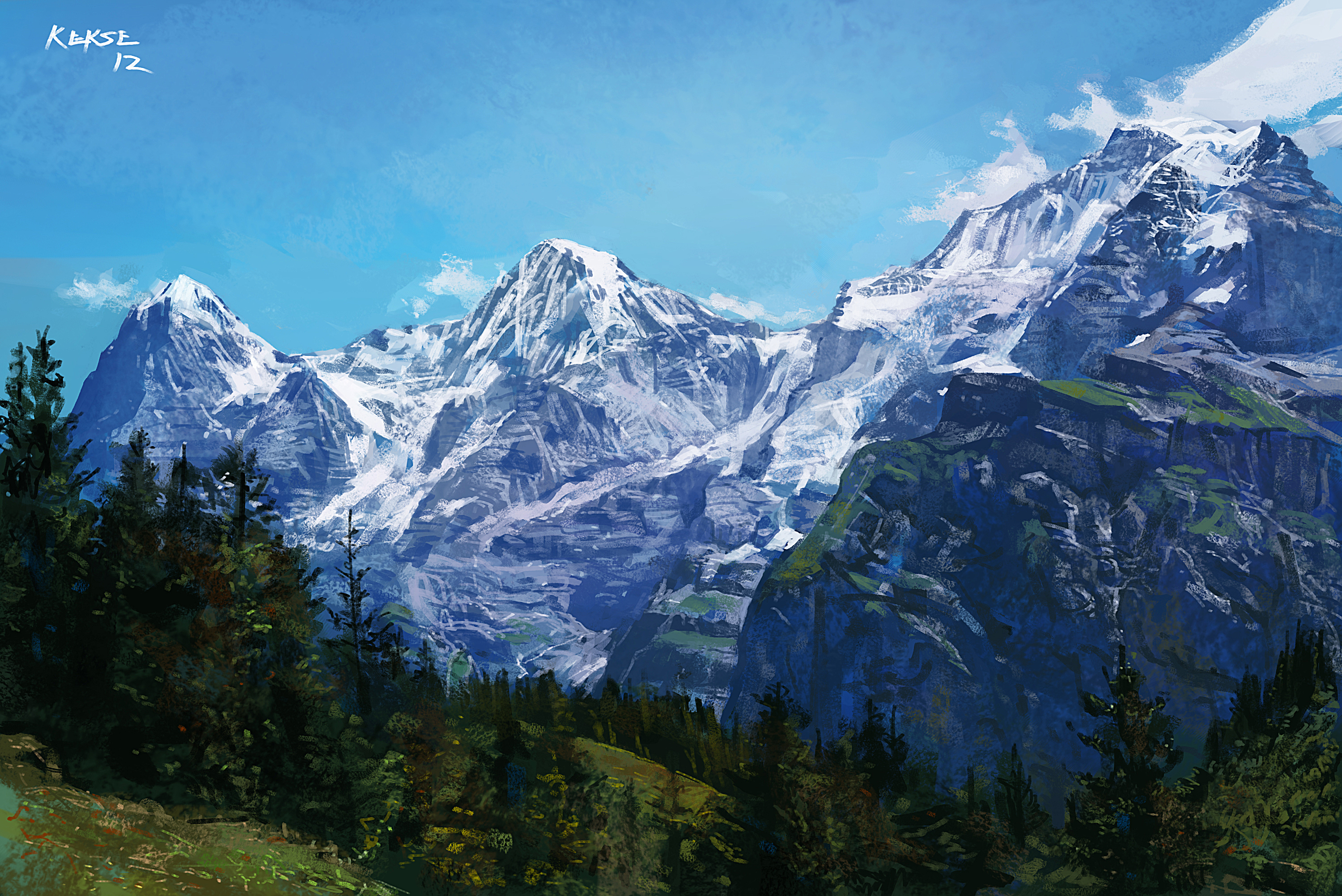 Baixe gratuitamente a imagem Natureza, Montanha, Pintura, Artistico na área de trabalho do seu PC