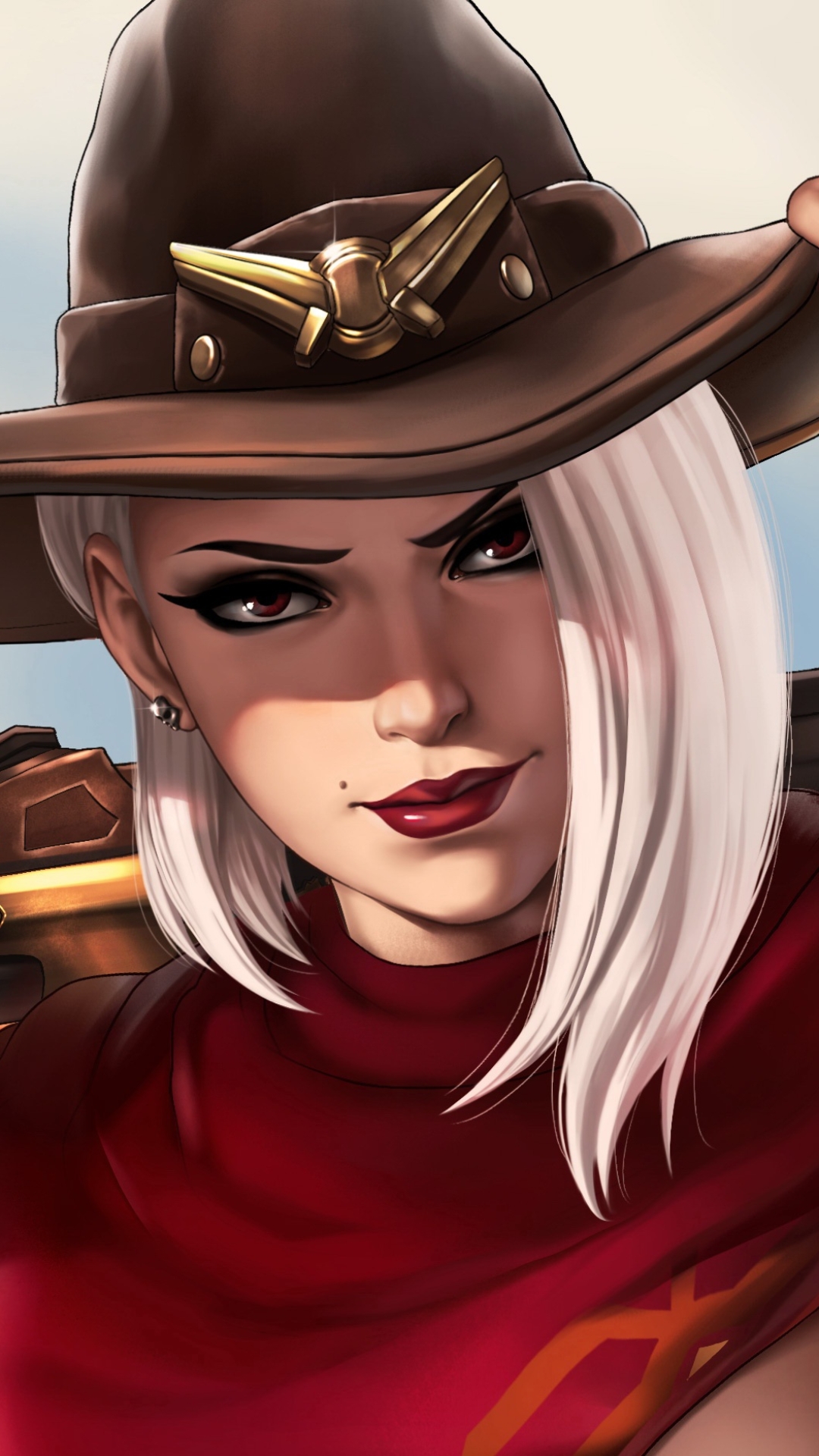 Download mobile wallpaper Hat, Overwatch, Video Game, White Hair, Woman Warrior, Lipstick, Ashe (Overwatch) for free.