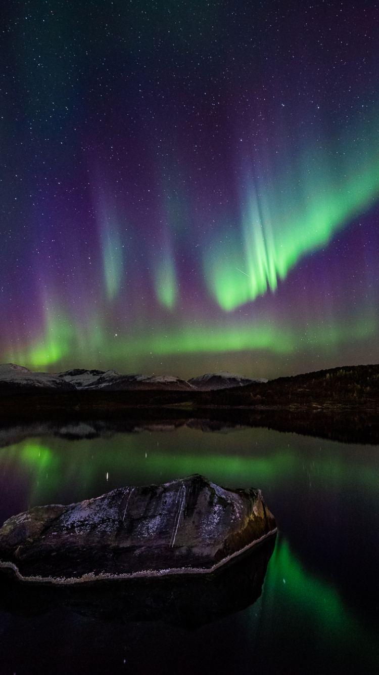 無料モバイル壁紙風景, 自然, 反射, 光, 地球, オーロラ, ノルウェー, 夜をダウンロードします。