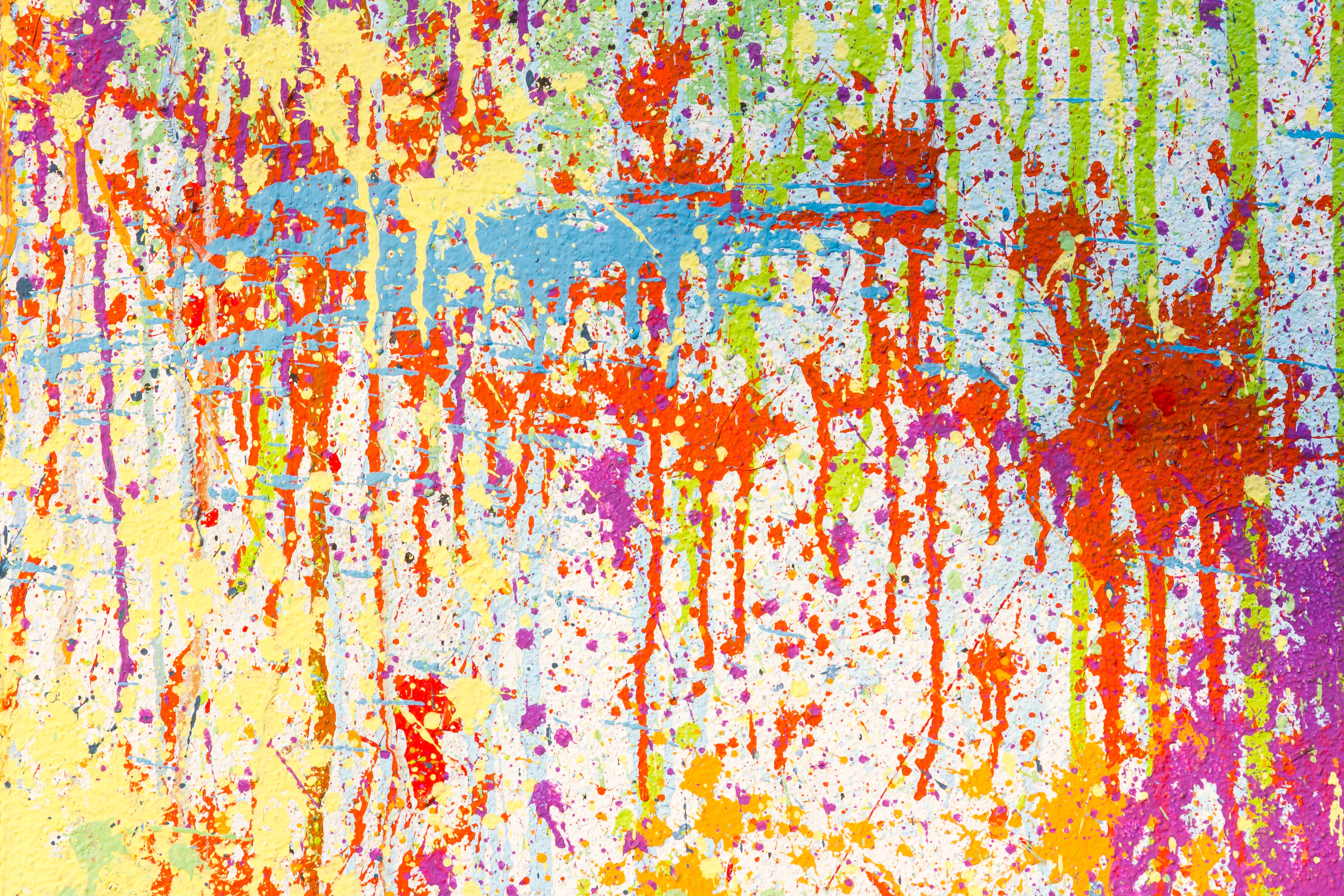 Download mobile wallpaper Motley, Stains, Spots, Paint, Multicolored, Texture, Abstract for free.
