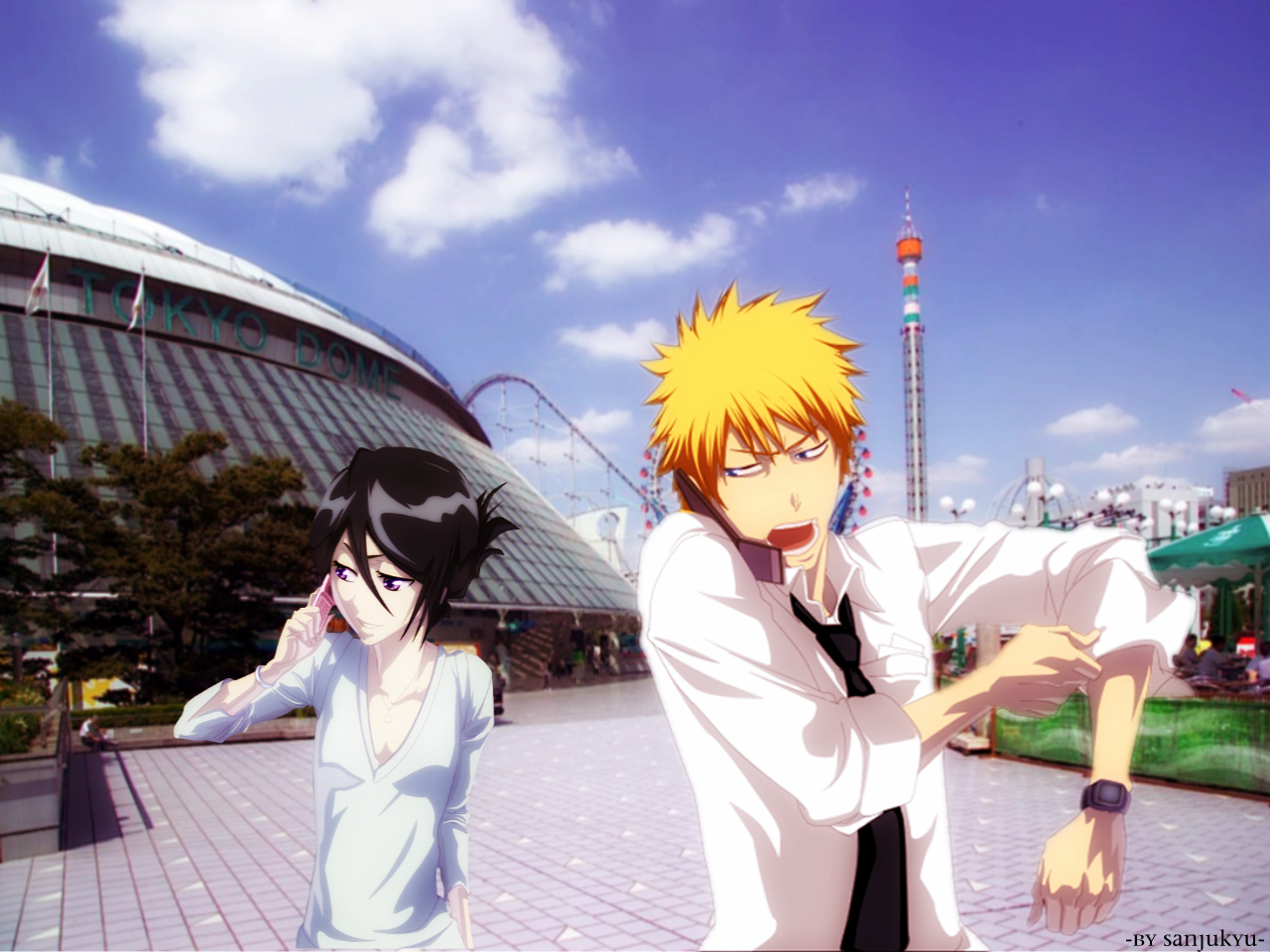 Download mobile wallpaper Rukia Kuchiki, Bleach, Ichigo Kurosaki, Anime for free.