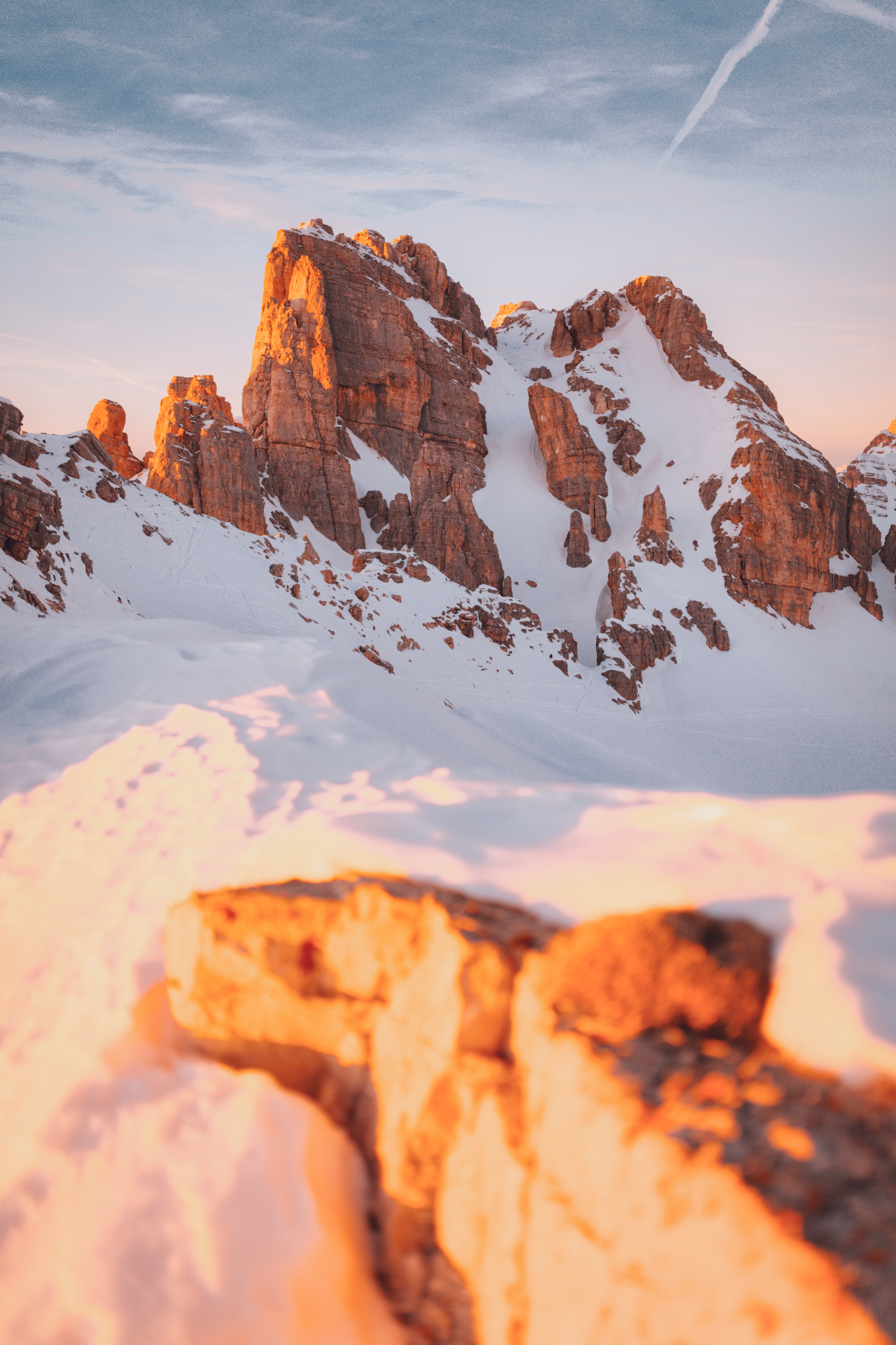 Download mobile wallpaper Rock, Snow, Mountain, Winter, Nature, Landscape for free.