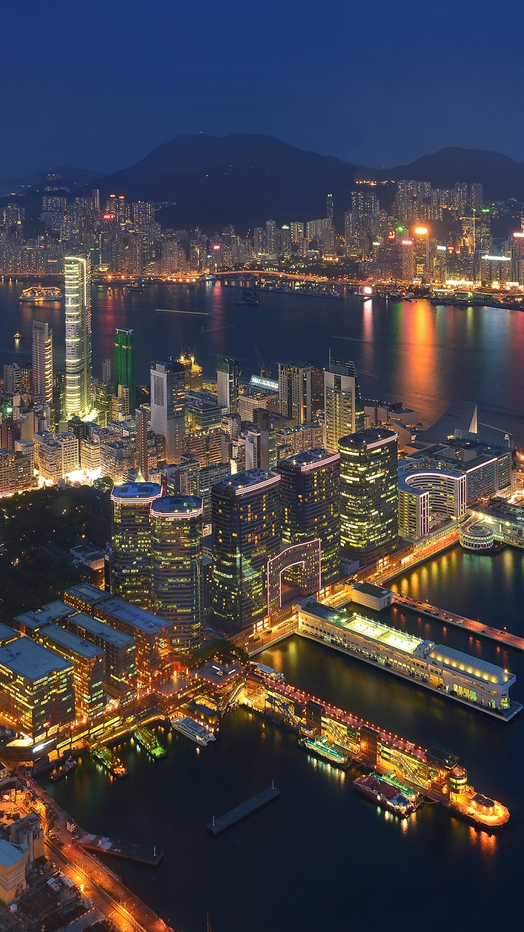 Handy-Wallpaper Städte, Stadtbild, China, Hongkong, Nacht, Menschengemacht, Victoria Hafen kostenlos herunterladen.