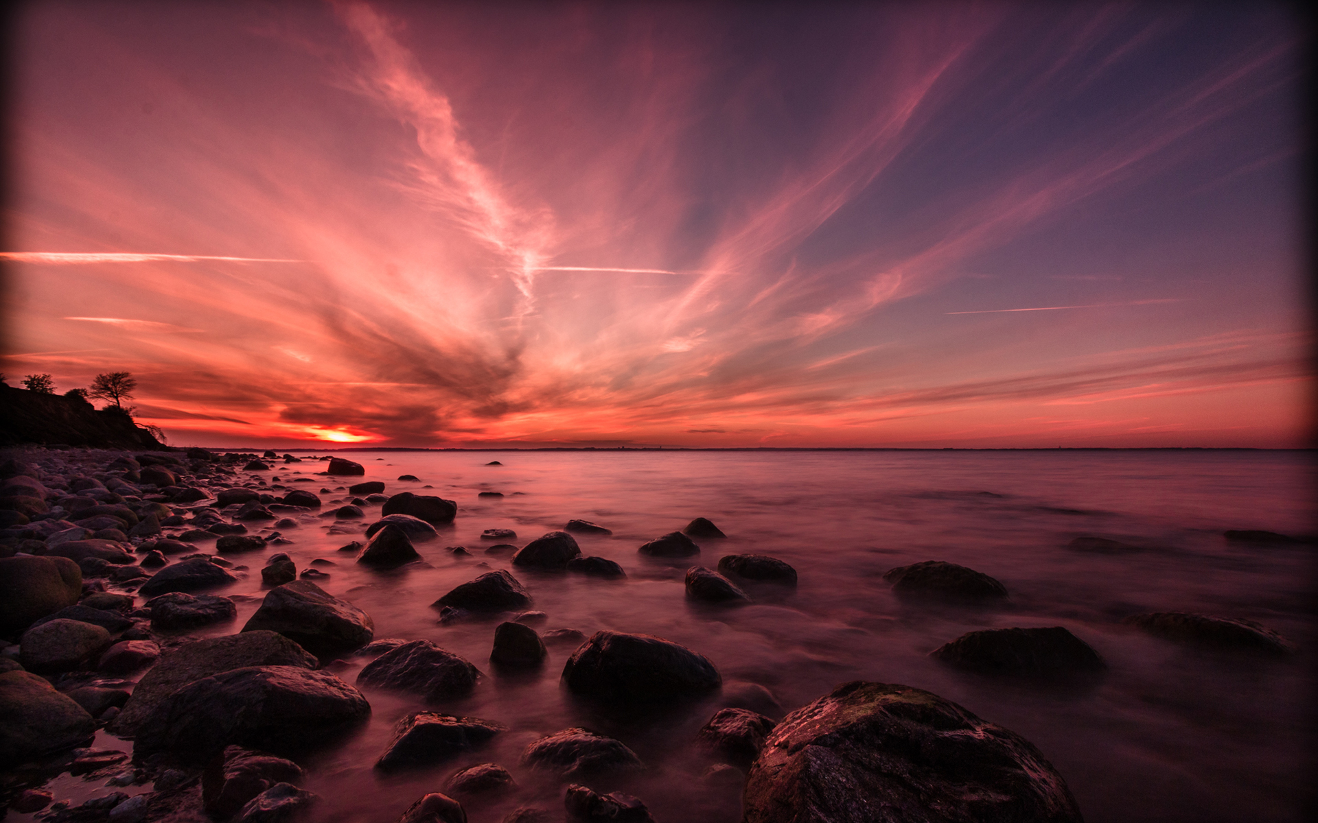 Free download wallpaper Sunset, Sky, Sea, Horizon, Ocean, Earth, Purple, Tropical on your PC desktop
