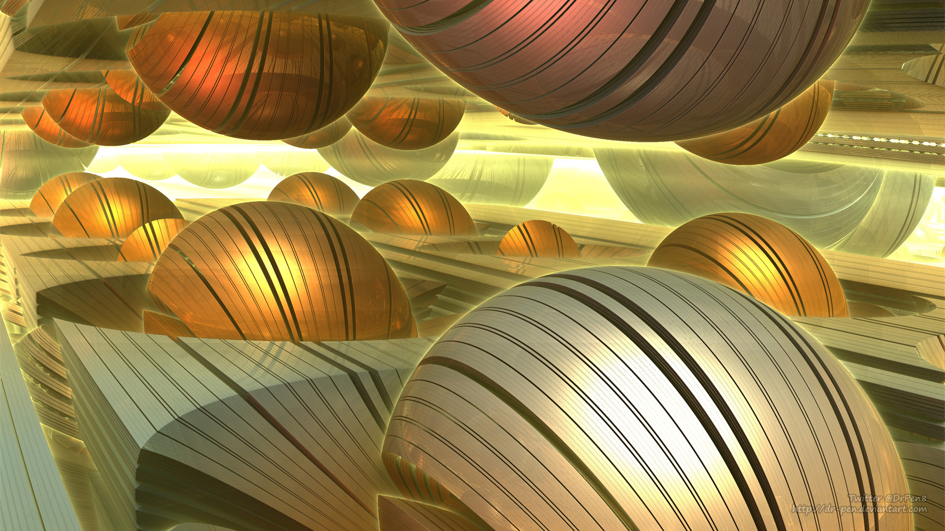 Download mobile wallpaper Abstract, Gold, 3D, Fractal, Sphere, Geometry, Cgi, Mandelbulb 3D for free.