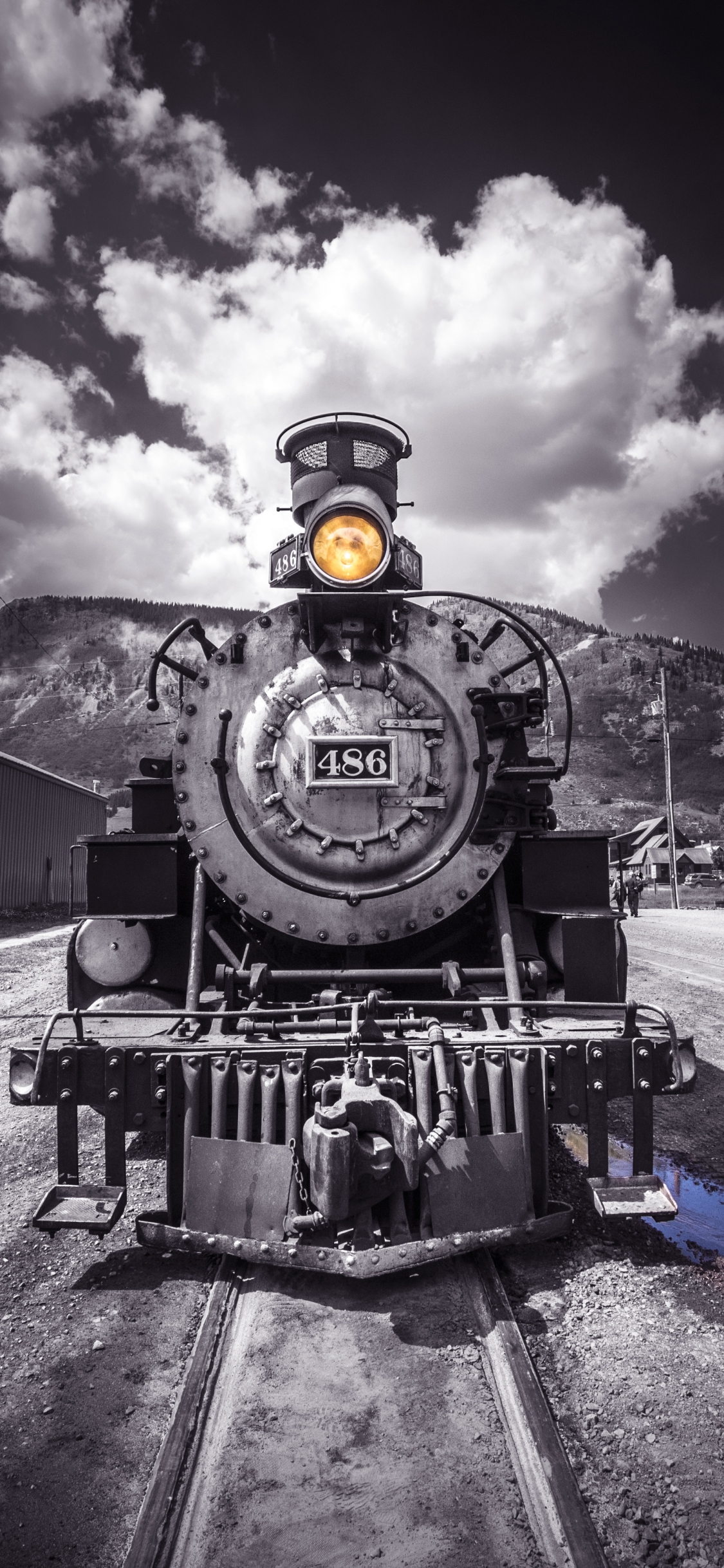 Download mobile wallpaper Locomotive, Vehicle, Vehicles, Selective Color for free.