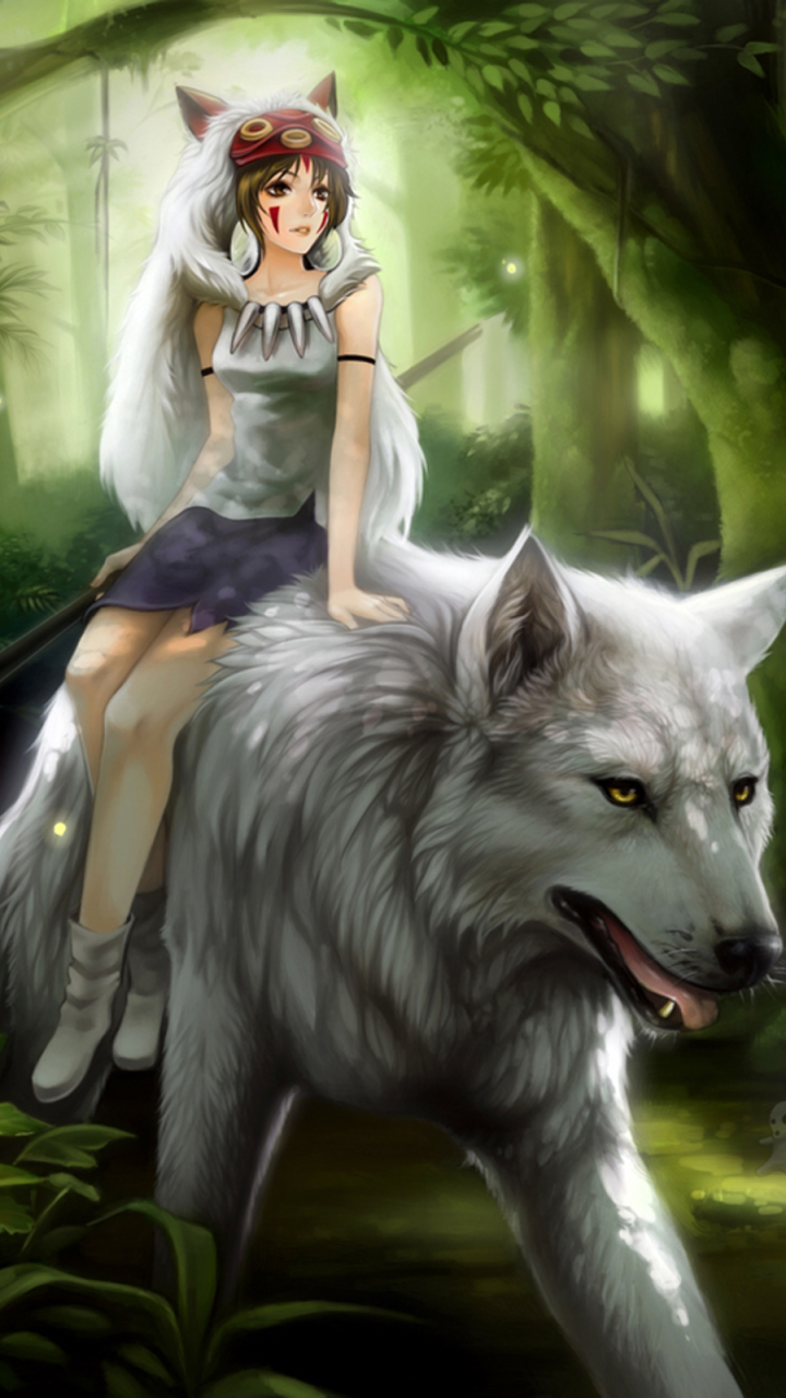 Download mobile wallpaper Anime, Magic, Forest, Wolf, Princess Mononoke for free.