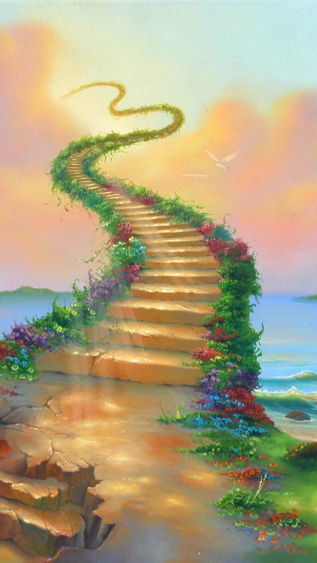 Download mobile wallpaper Fantasy, Stairs, Painting, Artistic for free.
