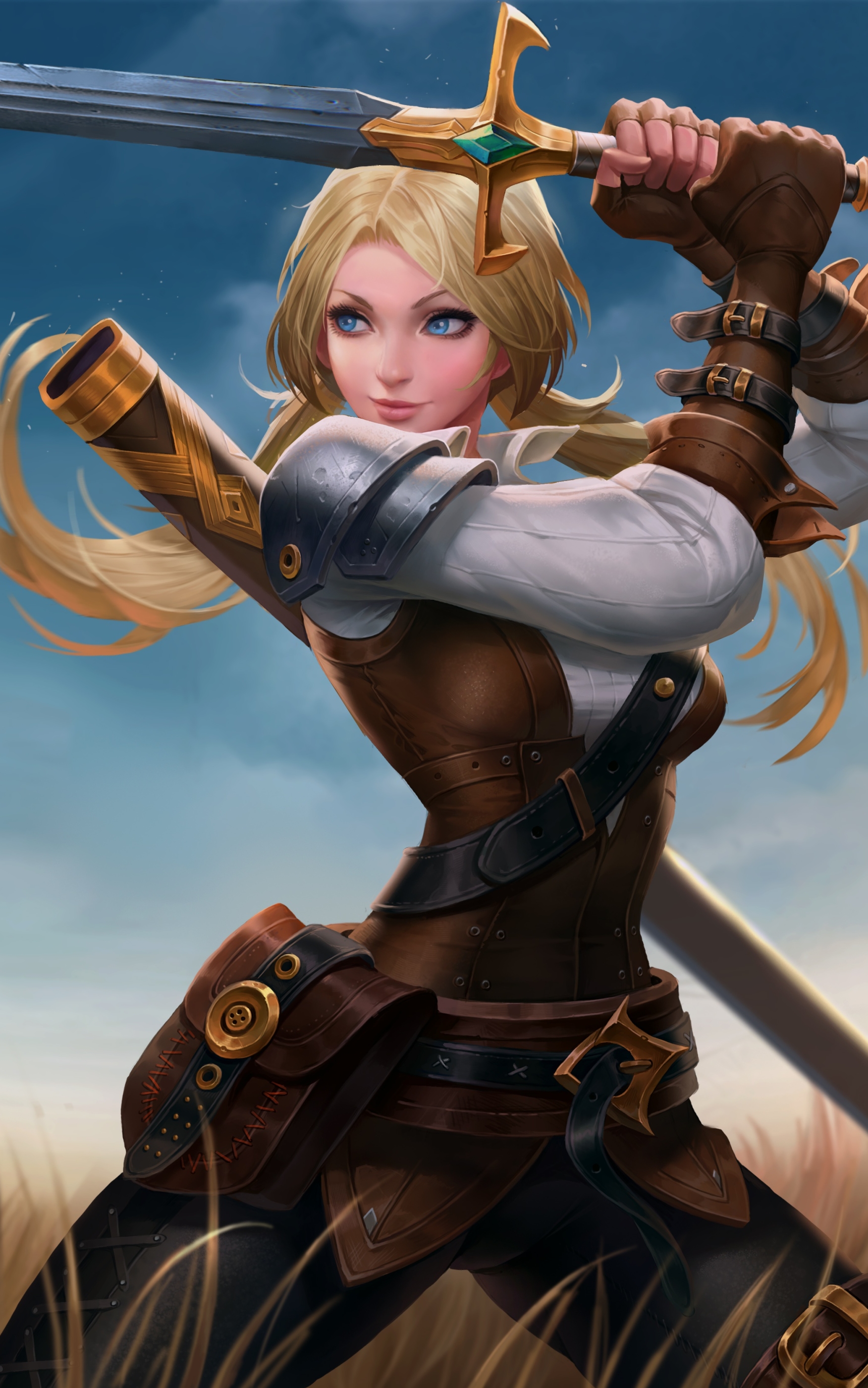 Download mobile wallpaper Fantasy, Blonde, Blue Eyes, Women Warrior, Woman Warrior for free.