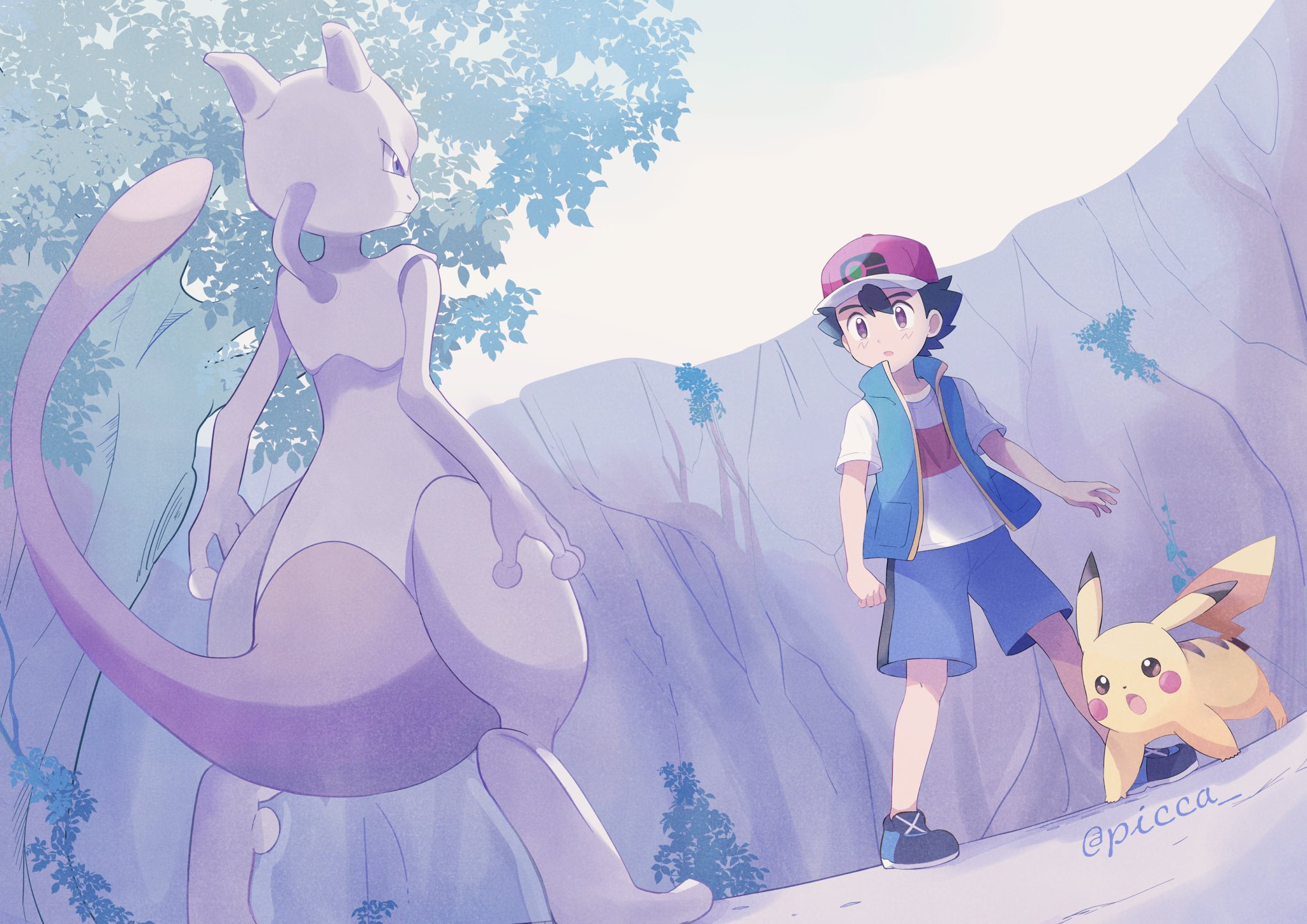 Download mobile wallpaper Anime, Pokémon, Pikachu, Mewtwo (Pokémon), Ash Ketchum for free.