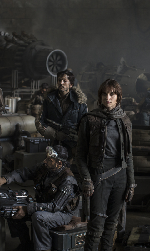 Download mobile wallpaper Star Wars, Movie, Rogue One: A Star Wars Story, Felicity Jones, Jyn Erso, Diego Luna, Riz Ahmed for free.
