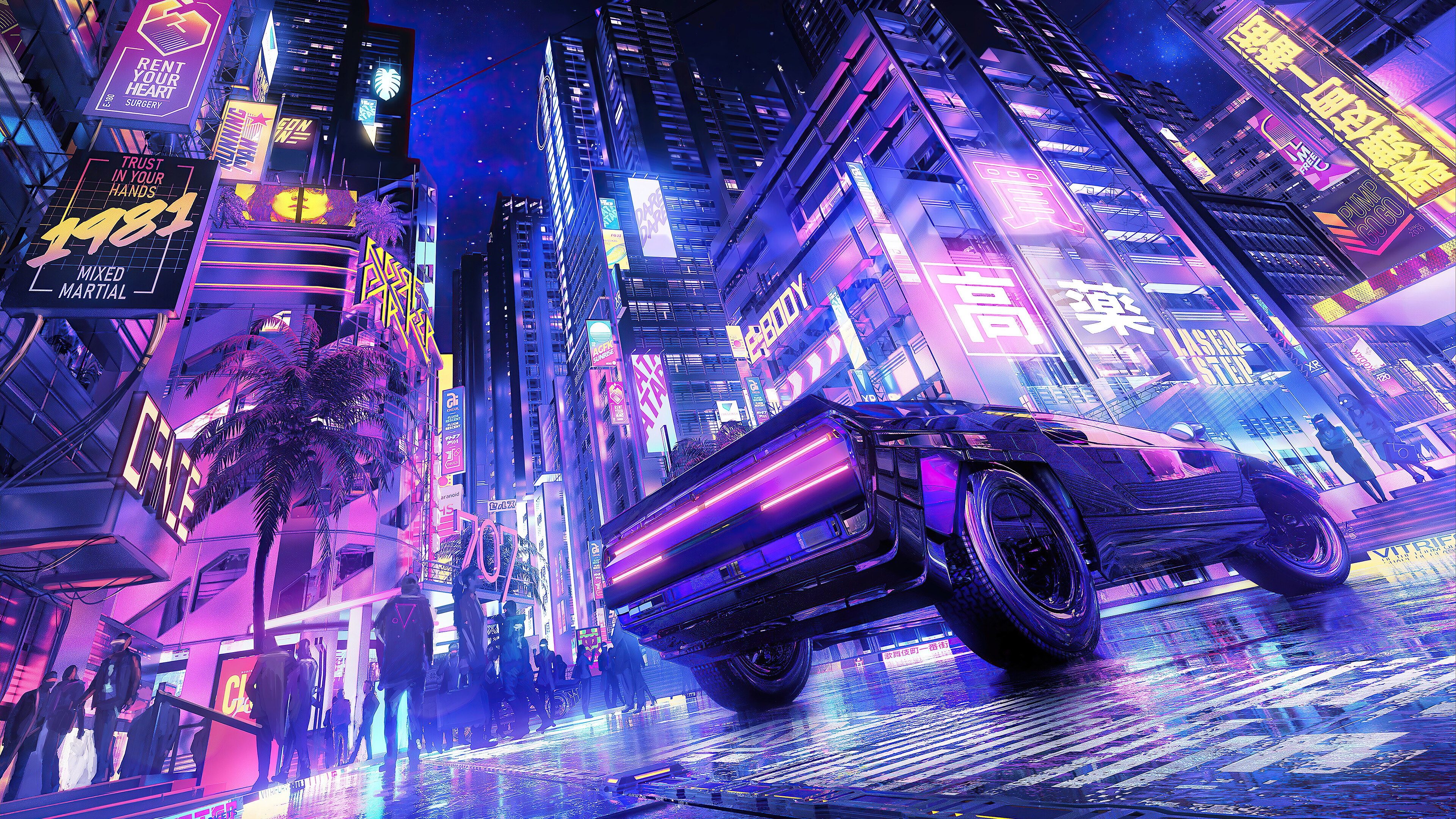 Download mobile wallpaper City, Car, Cyberpunk, Sci Fi, Futuristic for free.