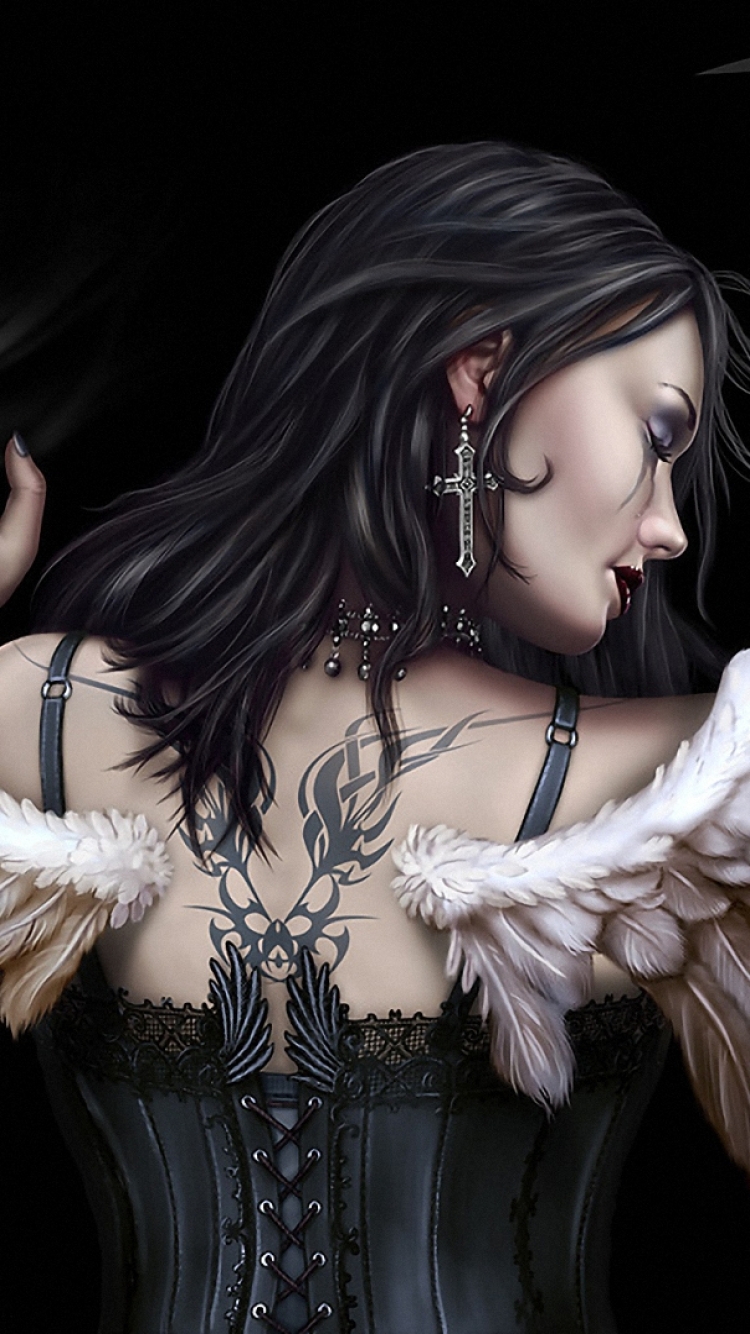 Download mobile wallpaper Gothic, Dark, Wings, Angel for free.