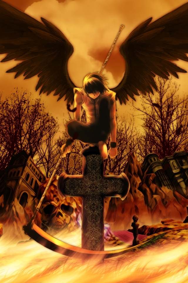 Descarga gratuita de fondo de pantalla para móvil de Cruz, Death Note, Ángel, Guadaña, Animado.