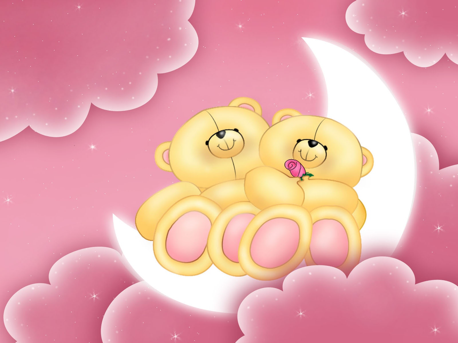 Free download wallpaper Valentine's Day, Pink, Moon, Love, Couple, Holiday, Bear, Cloud on your PC desktop