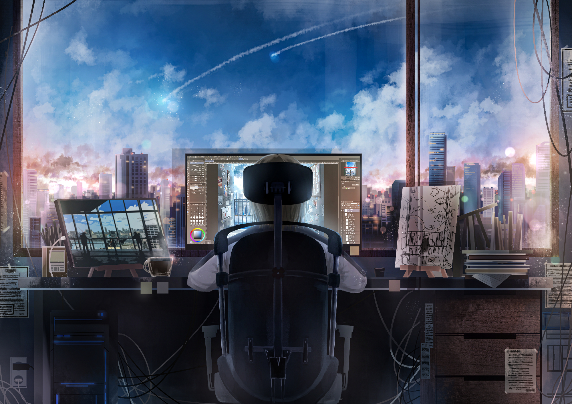 Free download wallpaper Anime, Window, Boy on your PC desktop