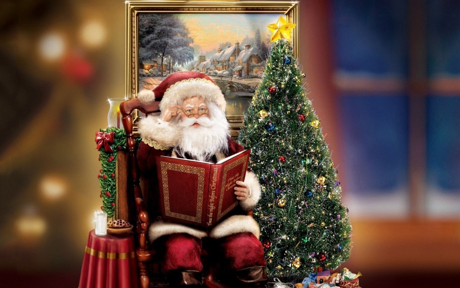 Скачать обои бесплатно Рождество, Рождественская Елка, Праздничные, Санта картинка на рабочий стол ПК