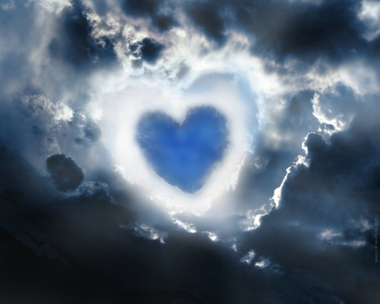 Download mobile wallpaper Clouds, Sky, Shine, Light, Heart, Love for free.
