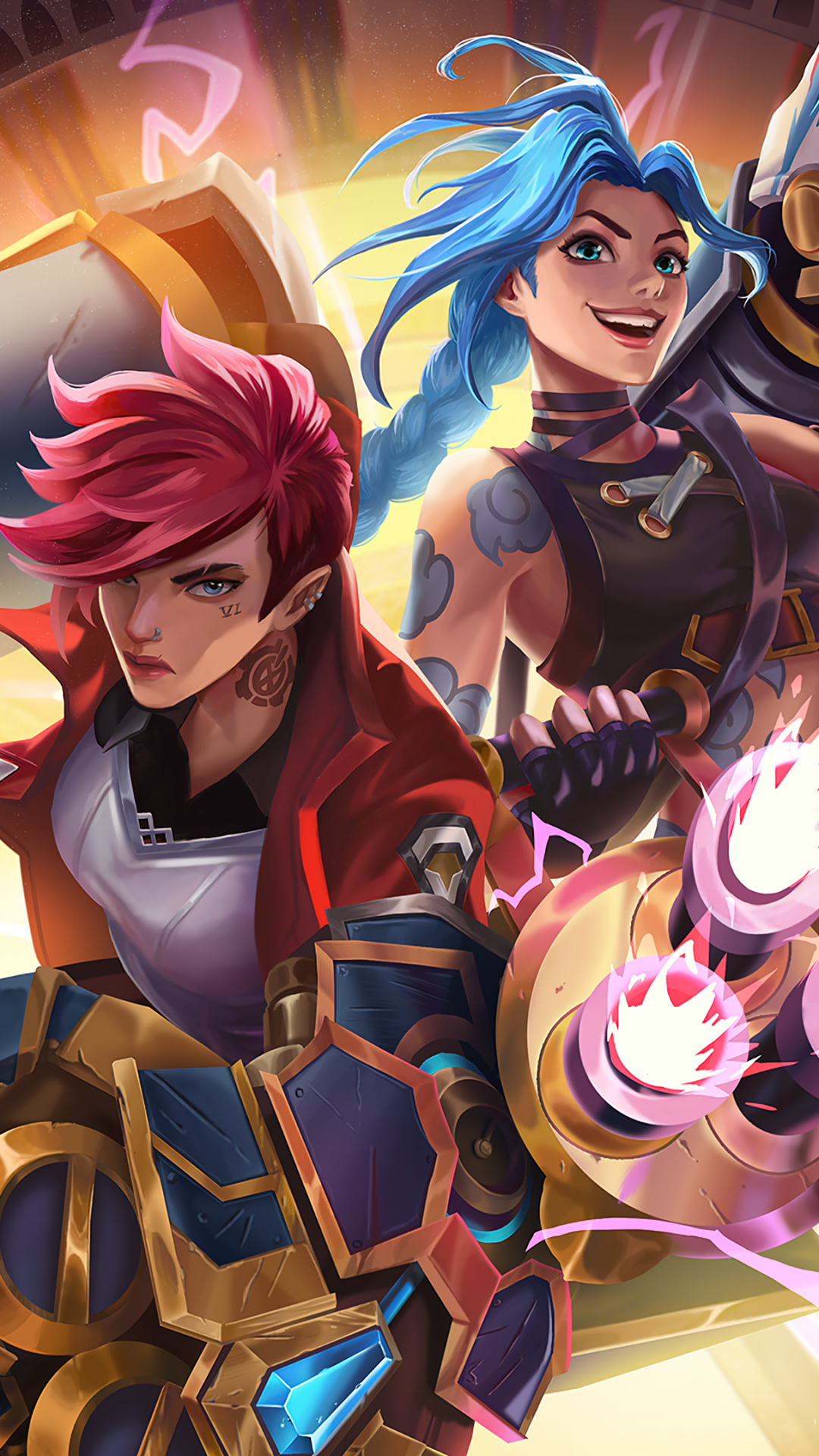 Download mobile wallpaper Tv Show, Vi (League Of Legends), Jinx (League Of Legends), Arcane for free.