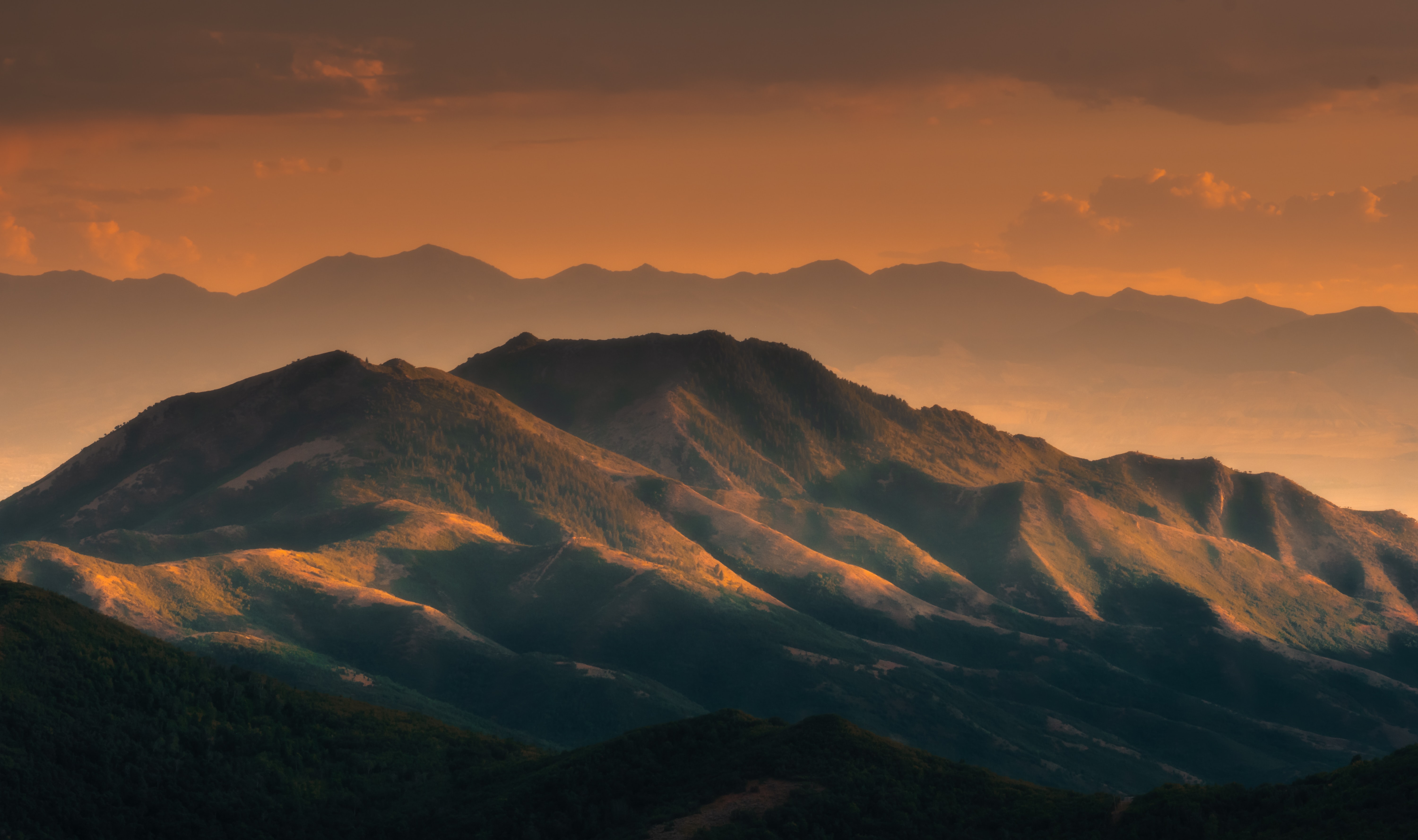 Laden Sie das Abend, Nebel, Dämmerung, Twilight, Natur, Mountains, Landschaft-Bild kostenlos auf Ihren PC-Desktop herunter