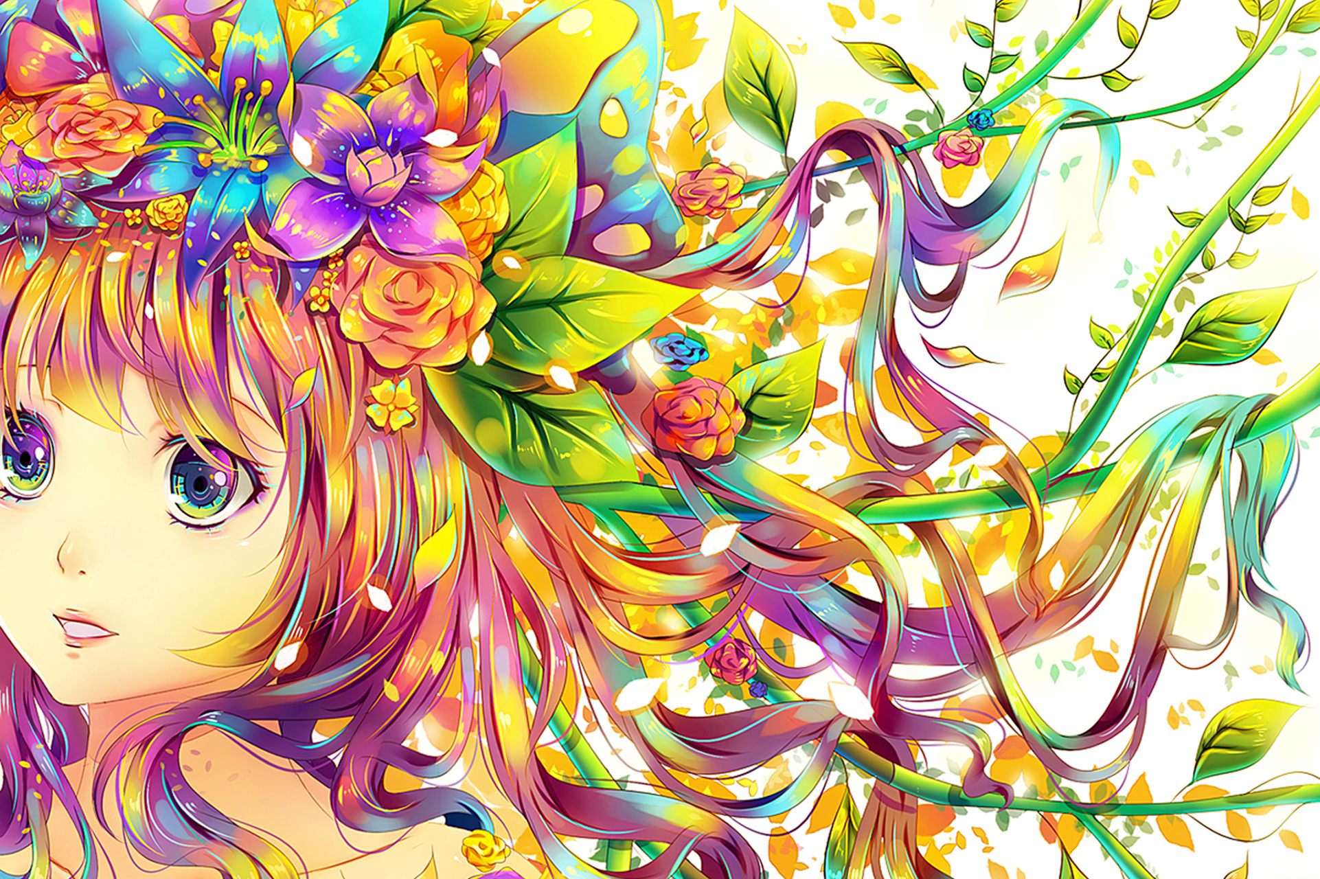Download mobile wallpaper Anime, Rainbow, Colors, Colorful, Original for free.