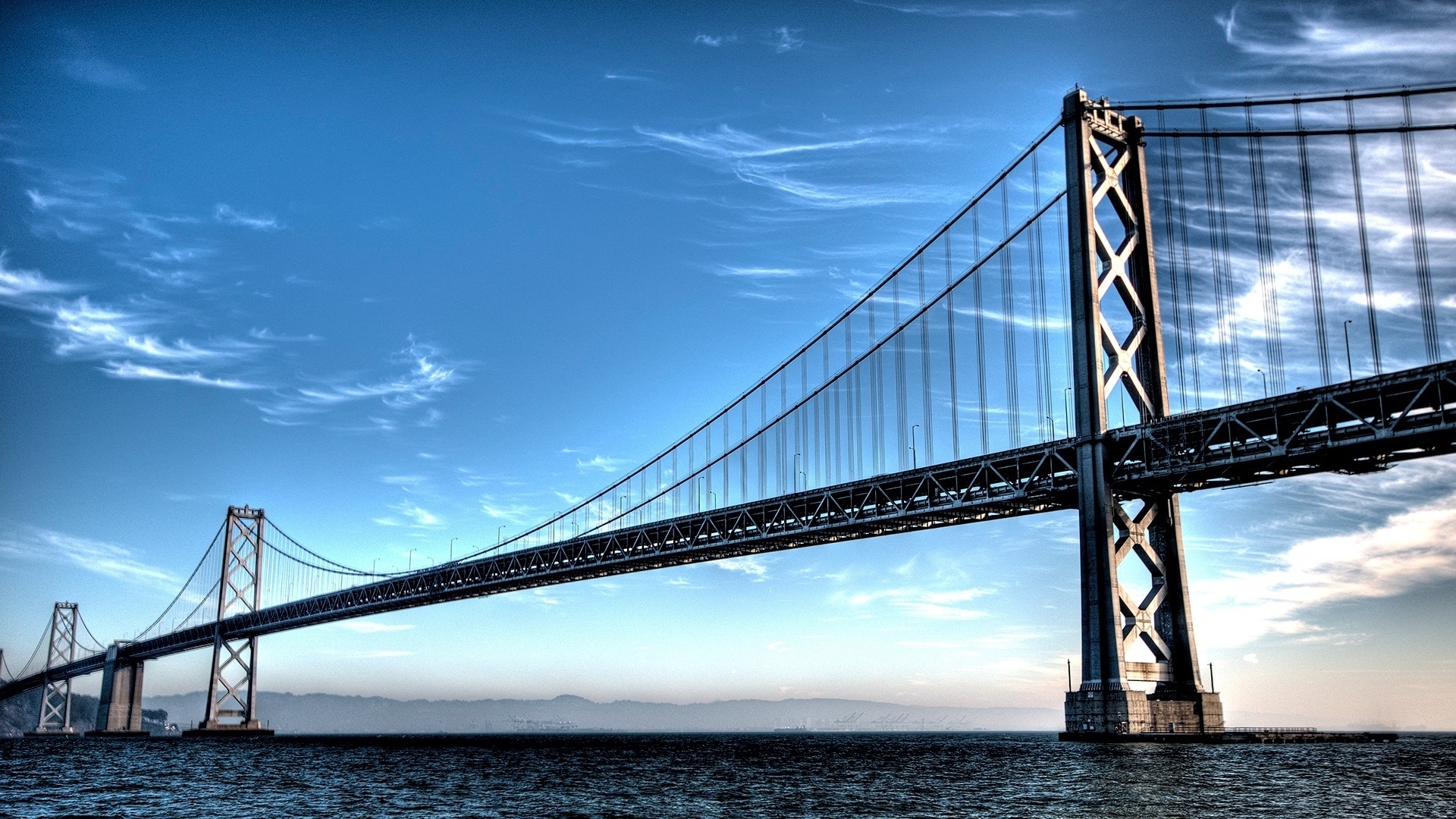 Laden Sie das San Francisco, Bucht Brücke, Brücken, Menschengemacht-Bild kostenlos auf Ihren PC-Desktop herunter