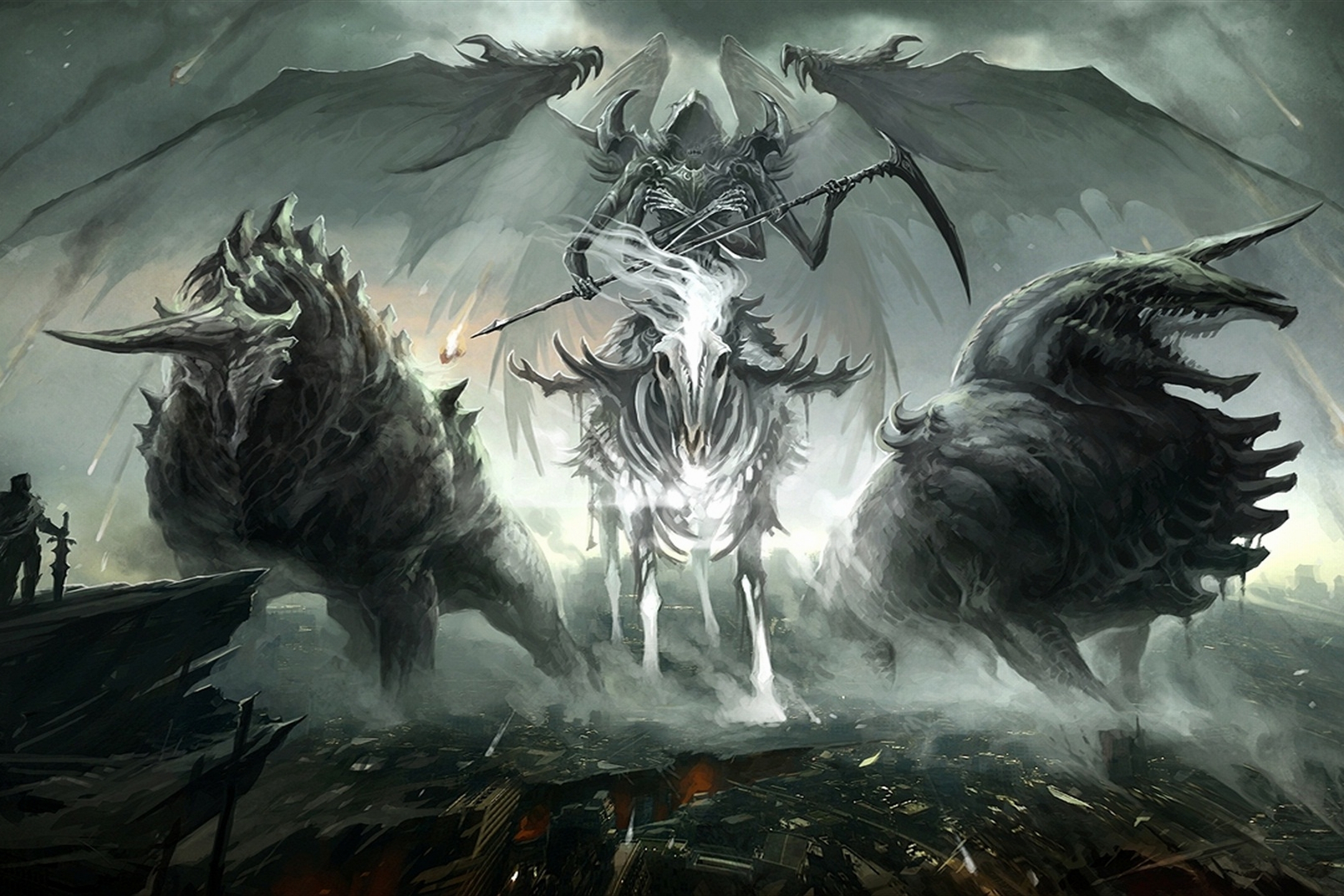 Download mobile wallpaper Dark, Wings, Skeleton, Demon, Grim Reaper for free.