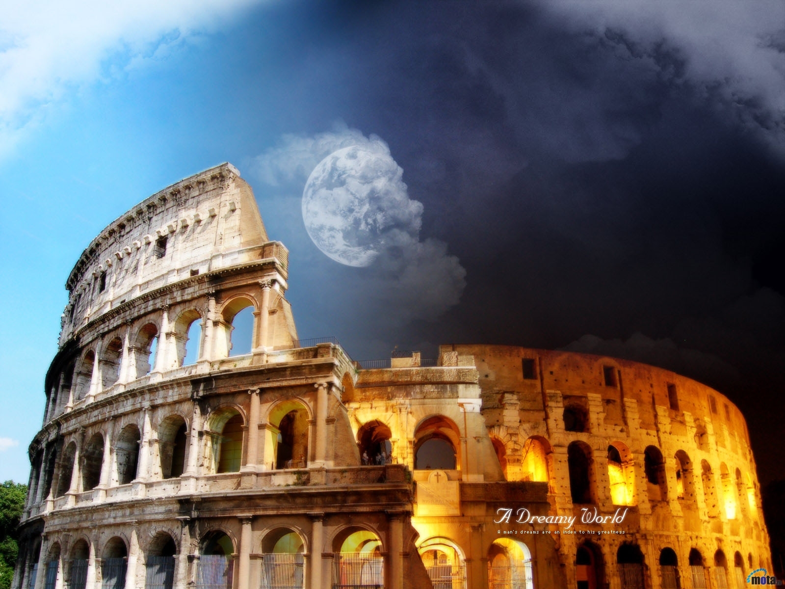 Free download wallpaper Landscape, Sky, Colosseum on your PC desktop