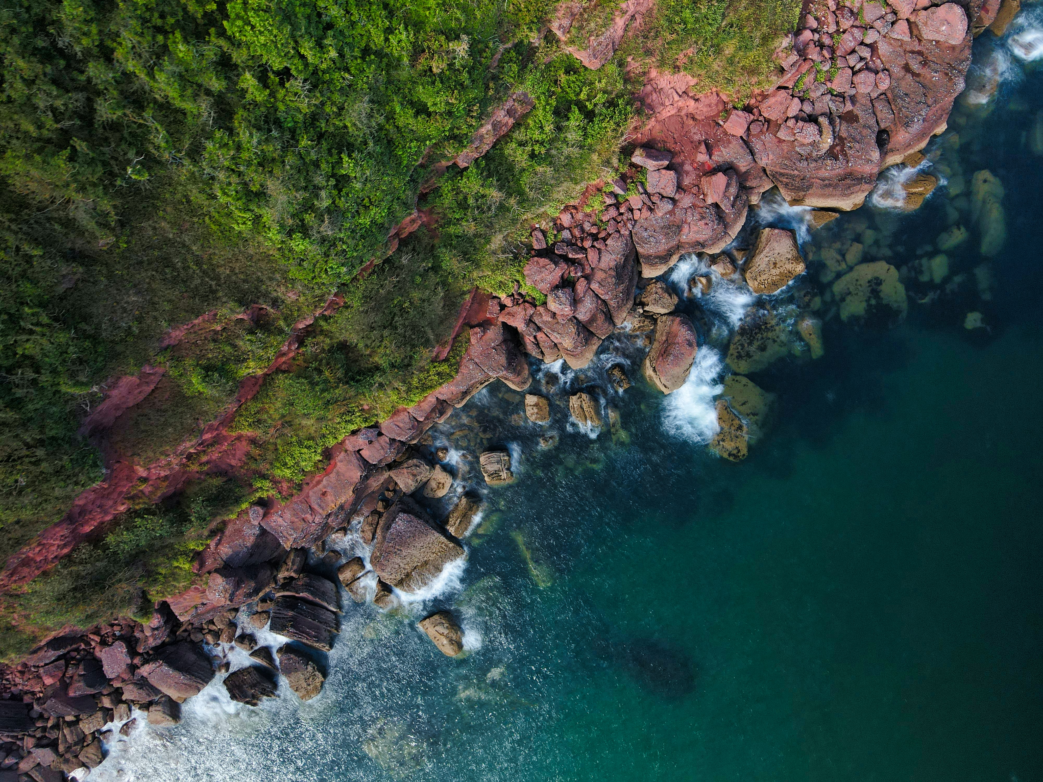sea, view from above, rocks, nature, stones, coast Full HD